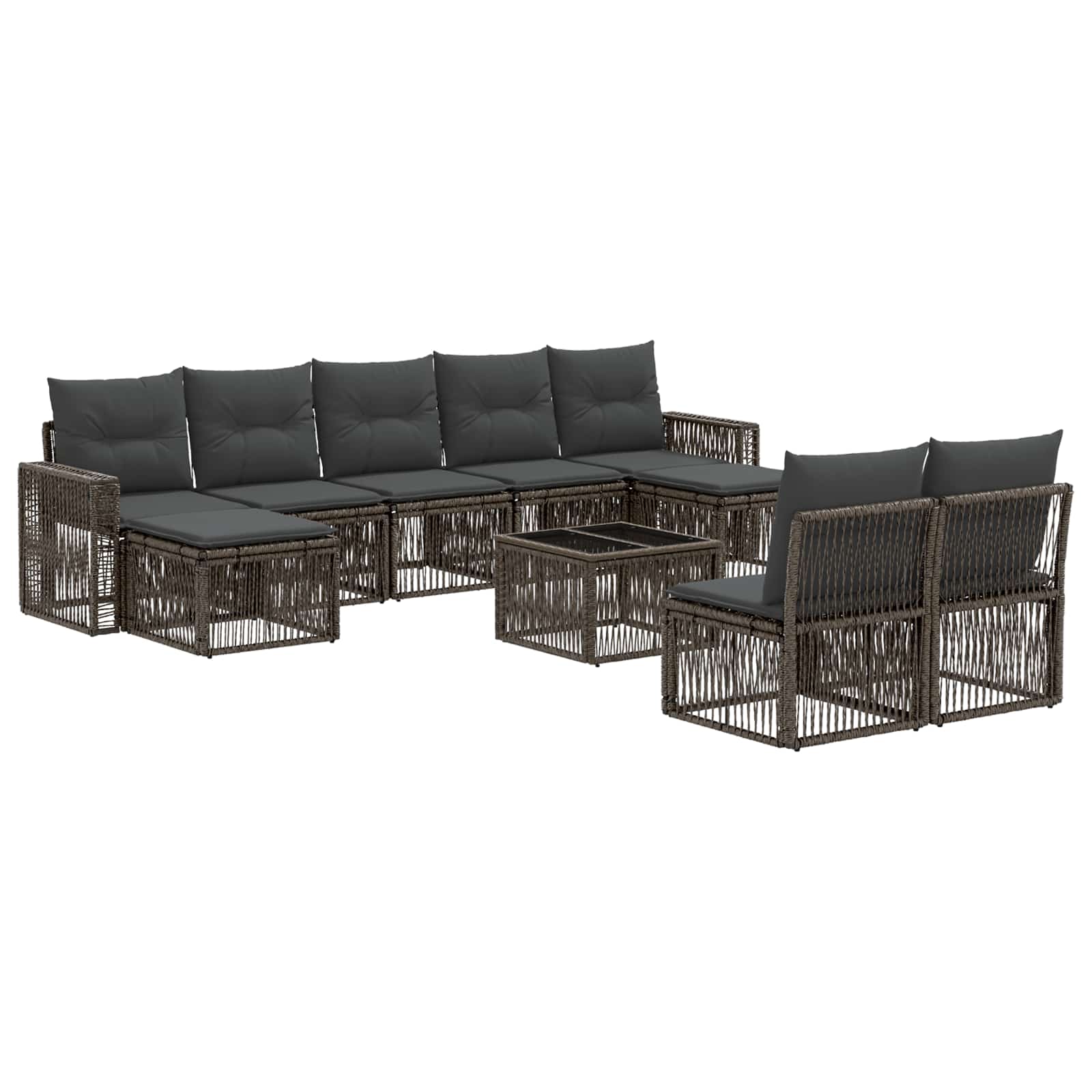 Tuinbankenset 10 pcs Grijs en Donkergrijs poly rattan – afbeelding 2