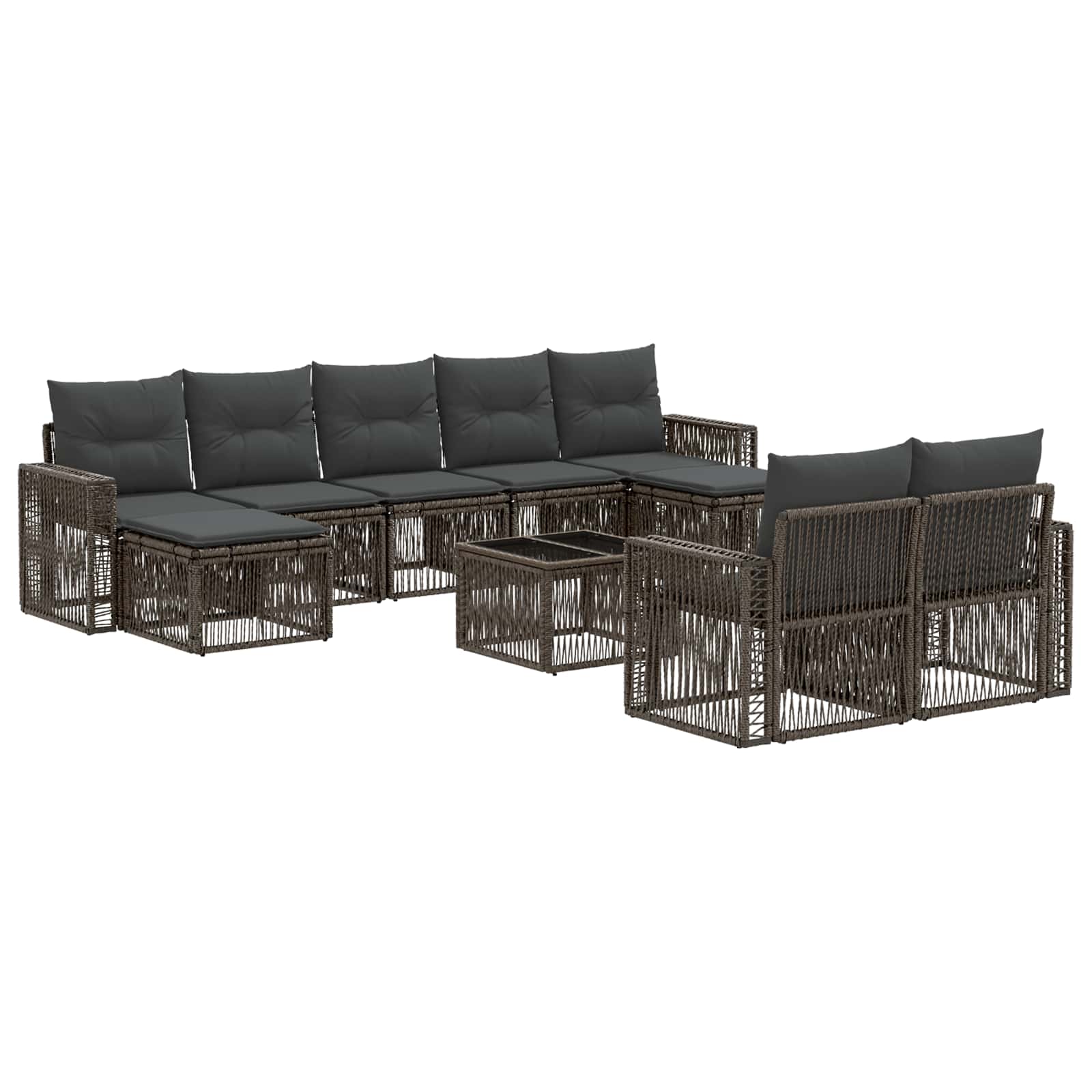 Tuinbankenset 10 pcs Grijs en Donkergrijs poly rattan – afbeelding 2