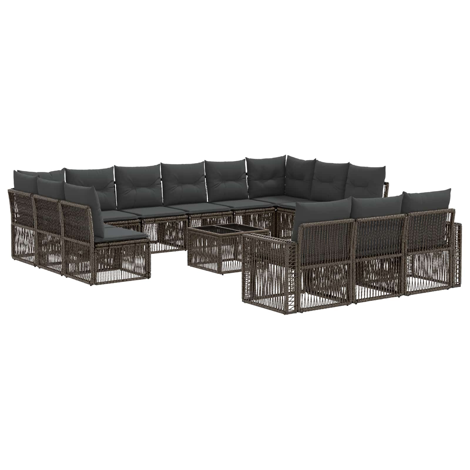 Tuinbankenset 14 pcs Grijs en Donkergrijs poly rattan – afbeelding 2