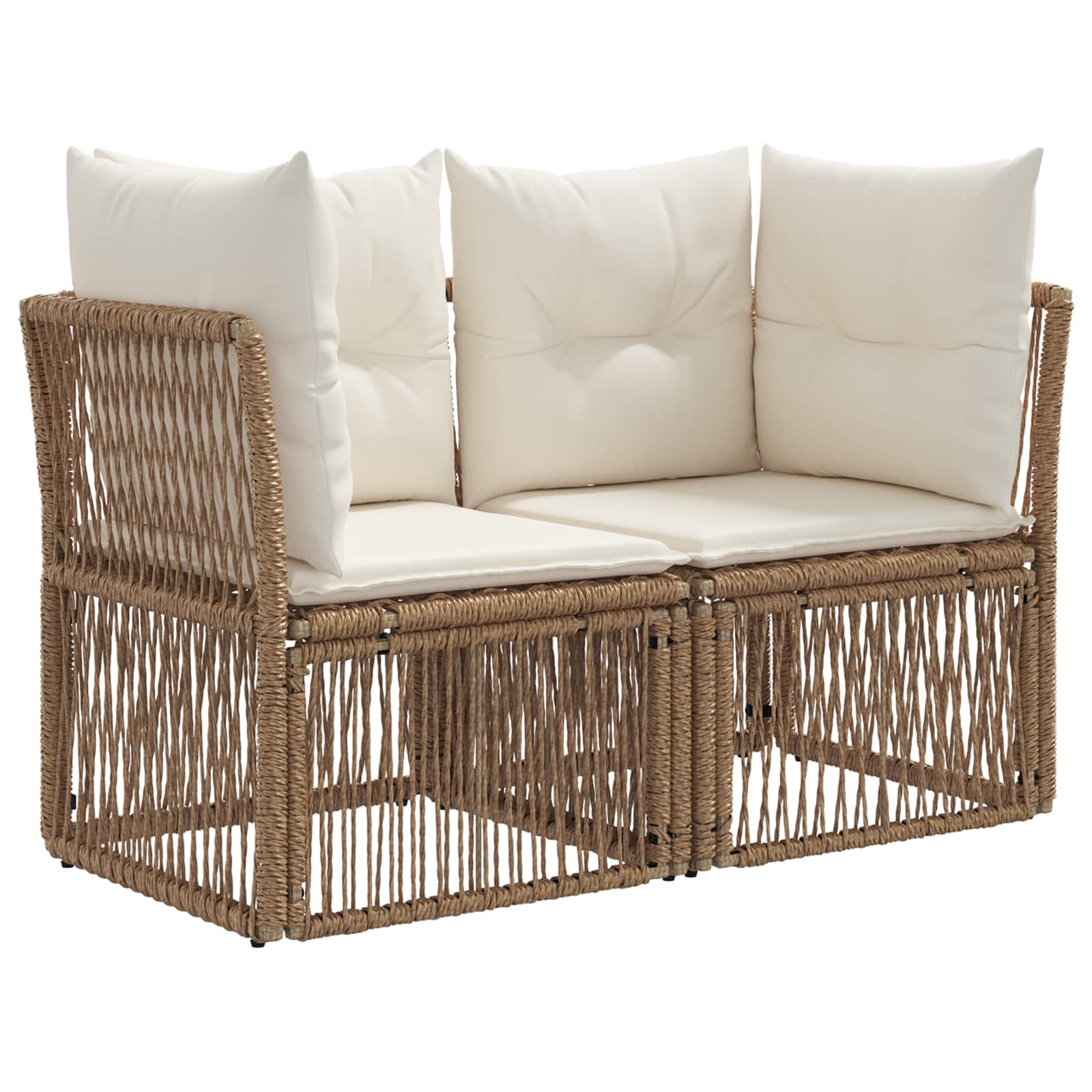 Tuinbankenset 14 pcs Beige en Crème Wit poly rattan – afbeelding 4
