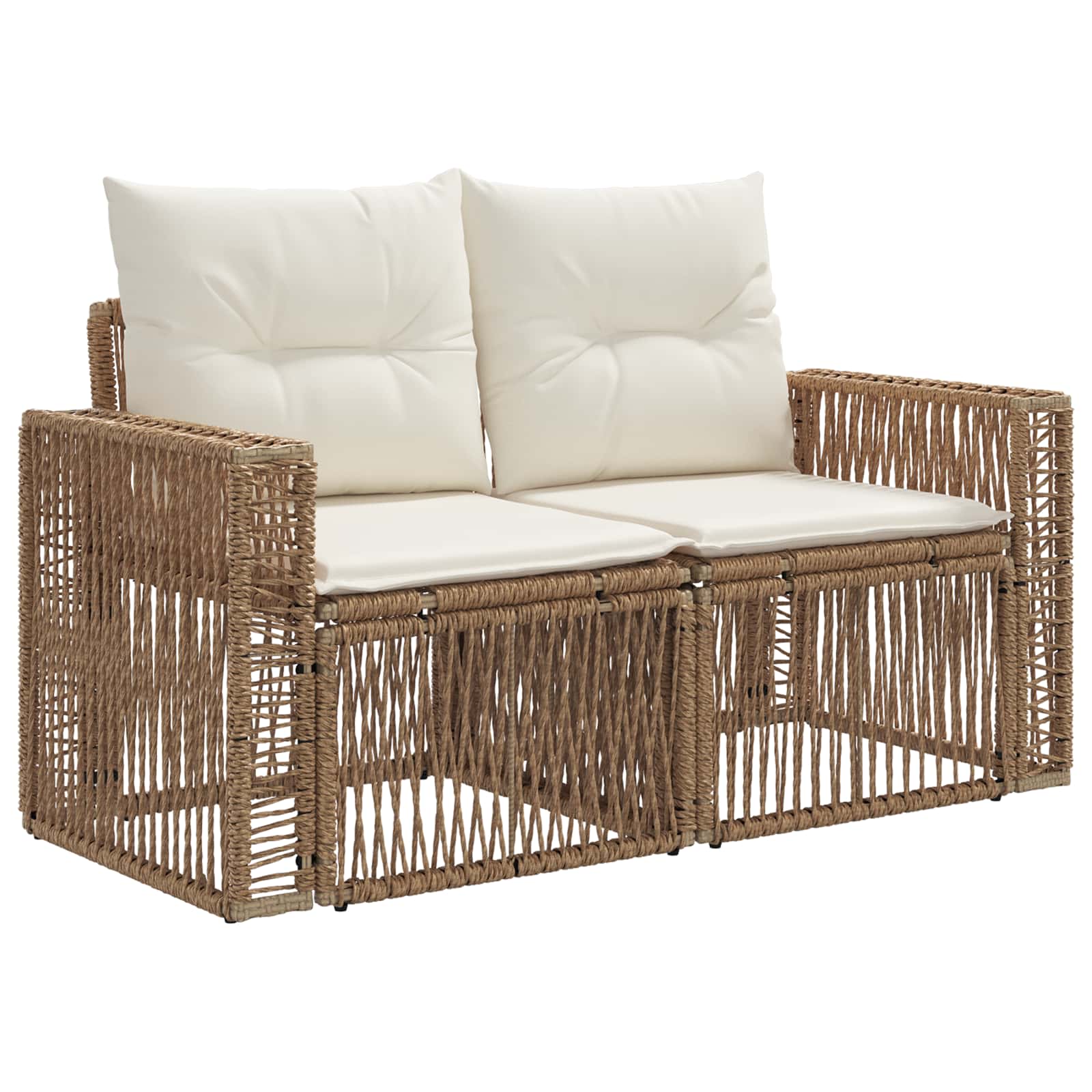 Tuinbankenset 14 pcs Beige en Crème Wit poly rattan – afbeelding 6