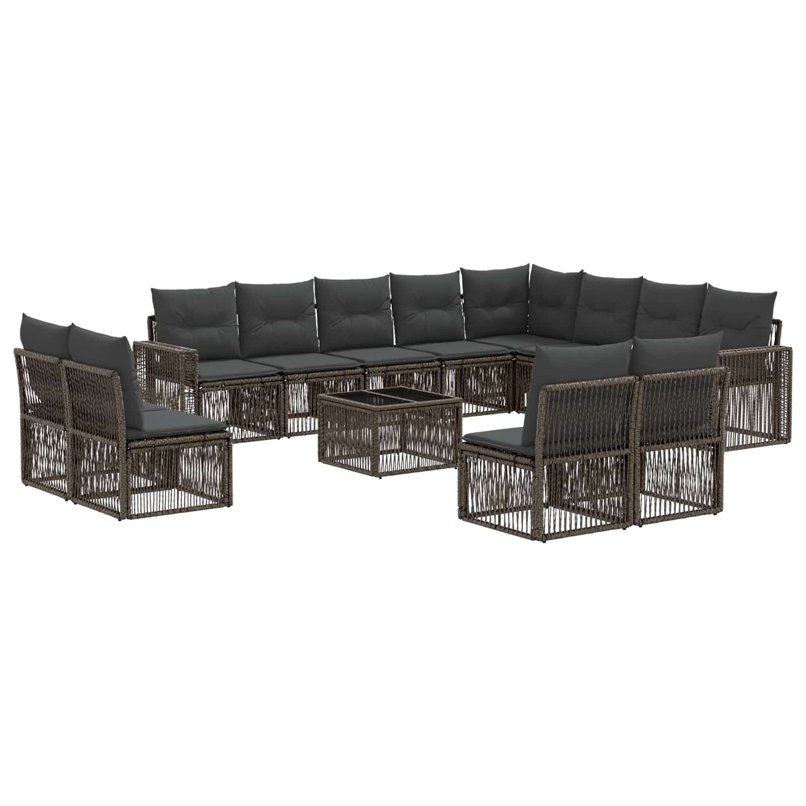 Tuinbankenset 13 pcs Grijs en Donkergrijs poly rattan – afbeelding 2