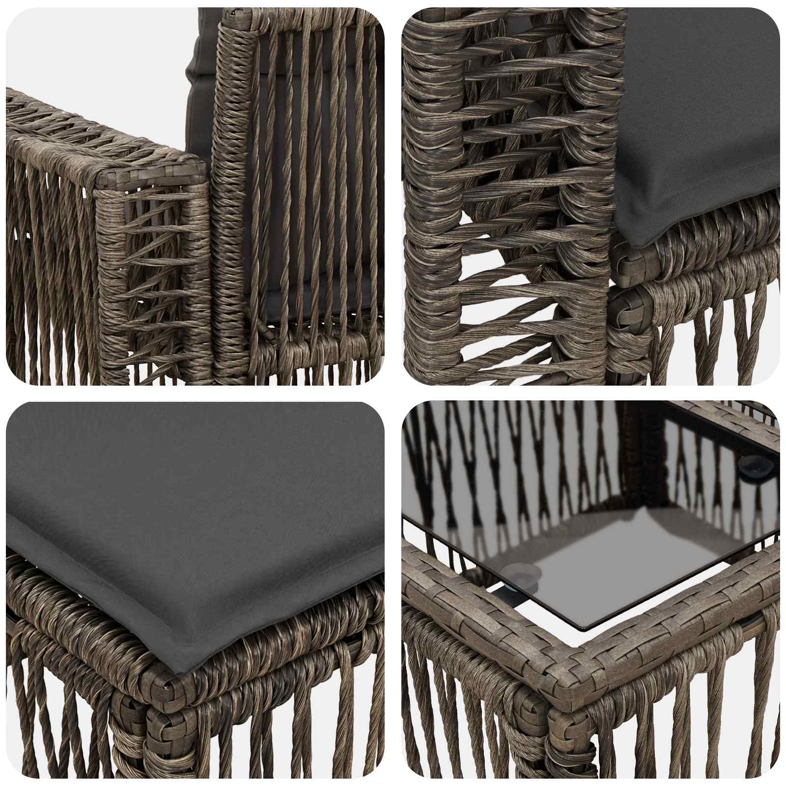 Tuinbankenset 13 pcs Grijs en Donkergrijs poly rattan – afbeelding 9