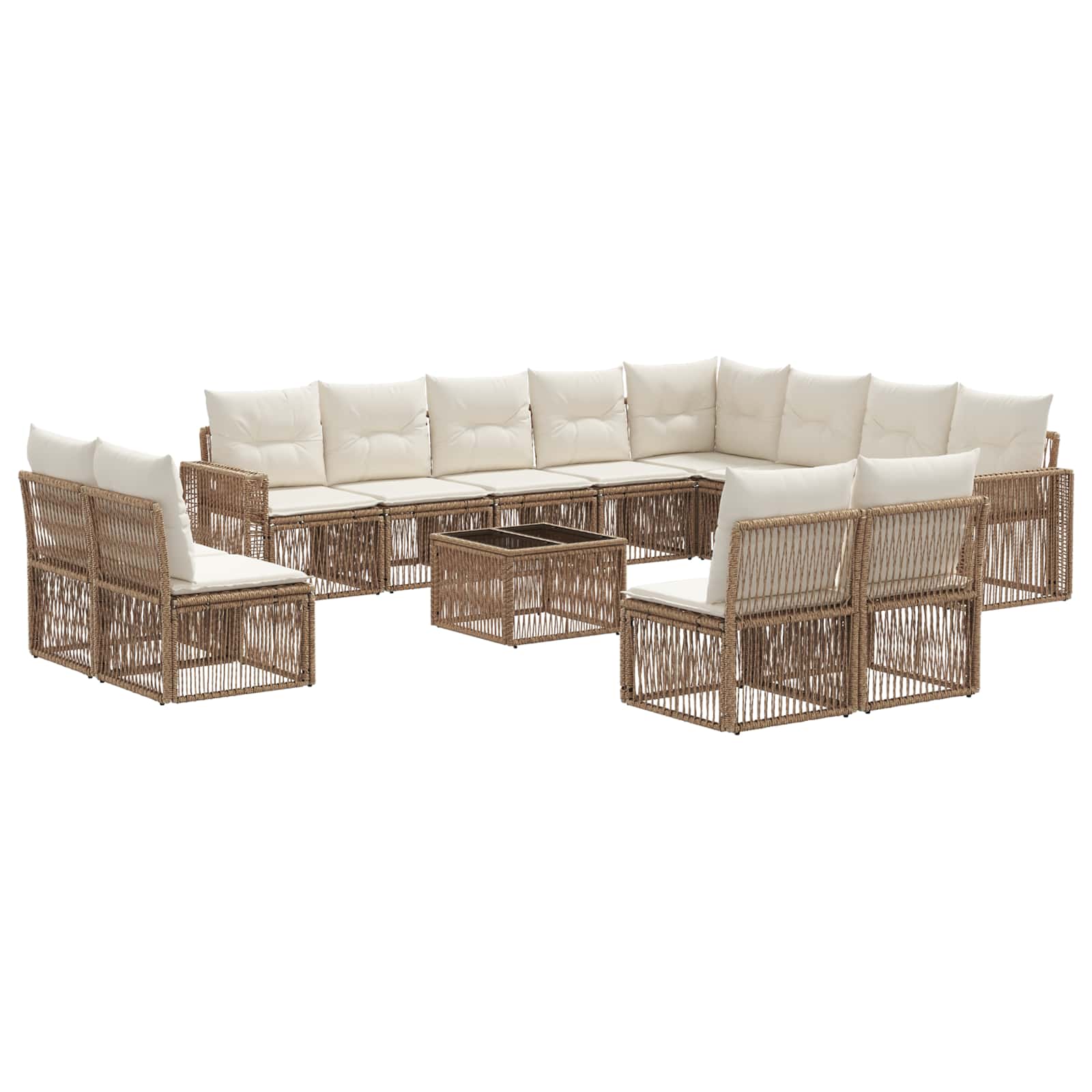 Tuinbankenset 13 pcs Beige en Crème Wit poly rattan – afbeelding 2