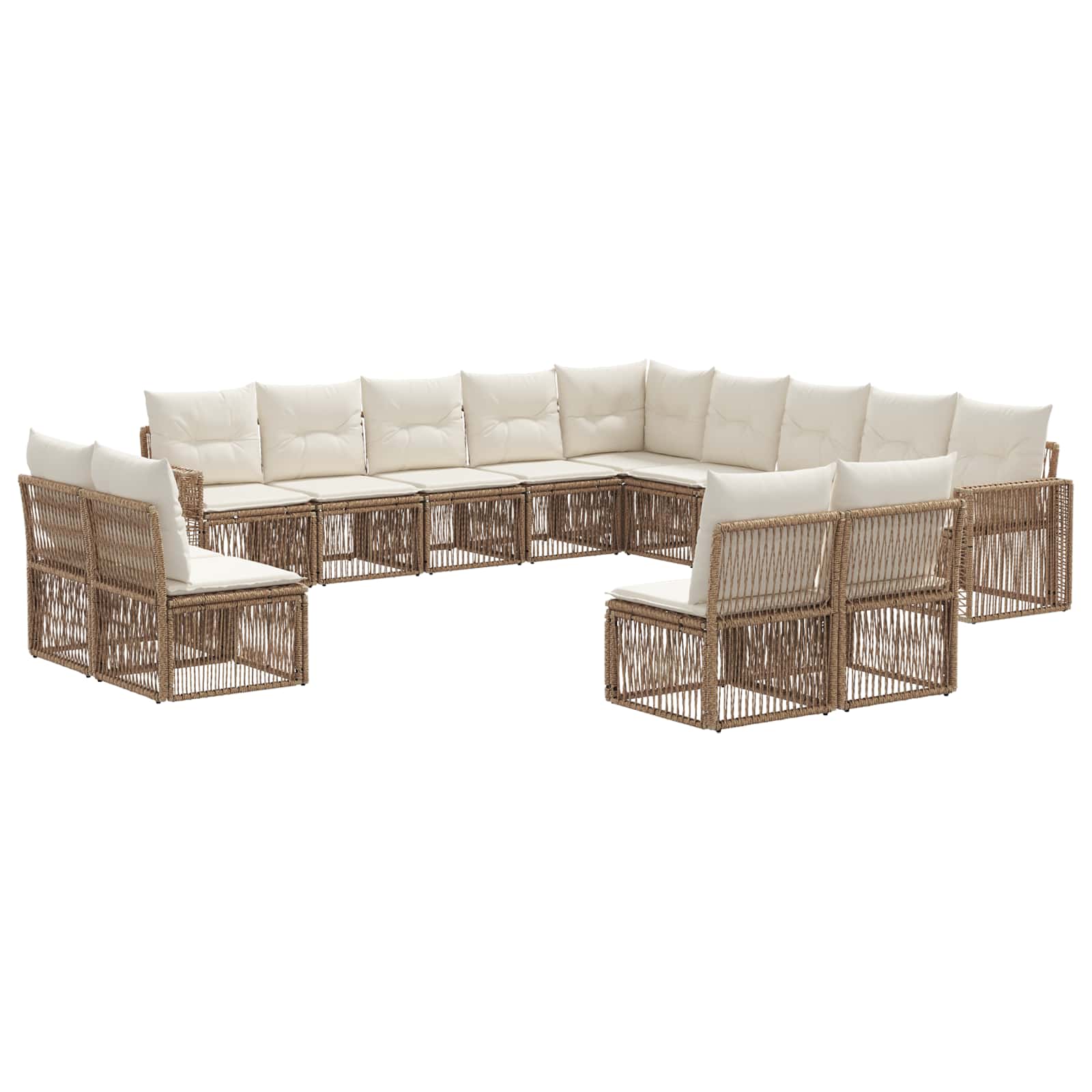 Tuinbankenset 13 pcs Beige en Crème Wit poly rattan – afbeelding 2