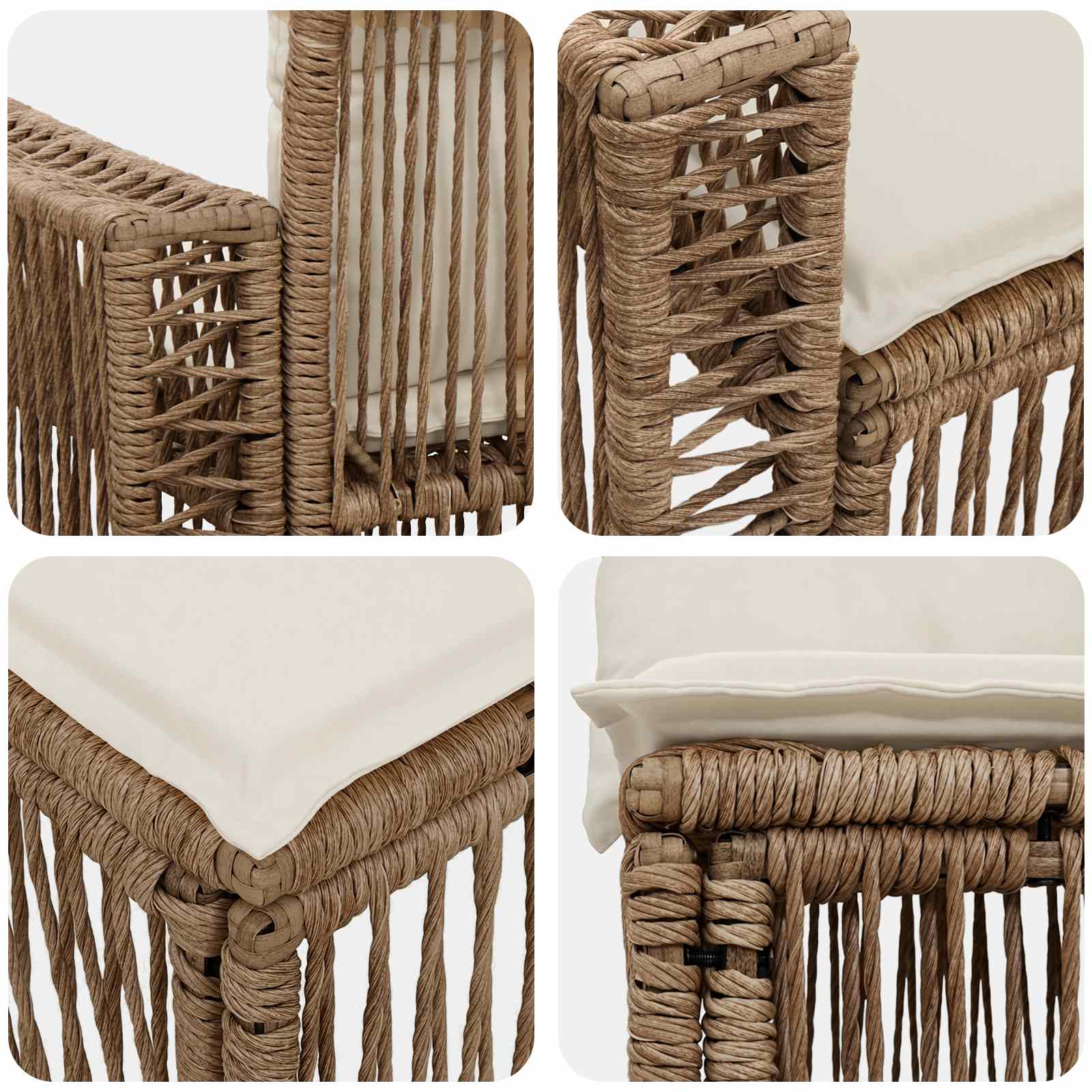 Tuinbankenset 13 pcs Beige en Crème Wit poly rattan – afbeelding 7