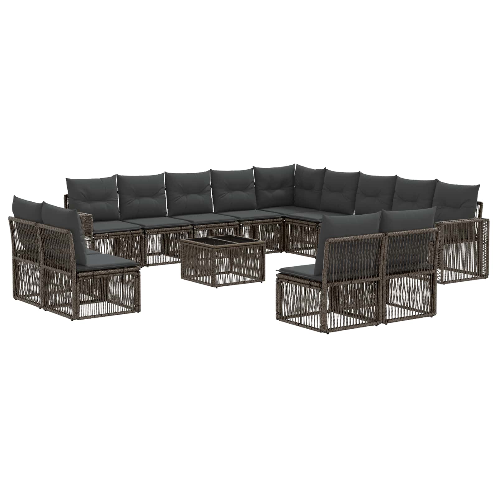 Tuinbankenset 14 pcs Grijs en Donkergrijs poly rattan – afbeelding 2
