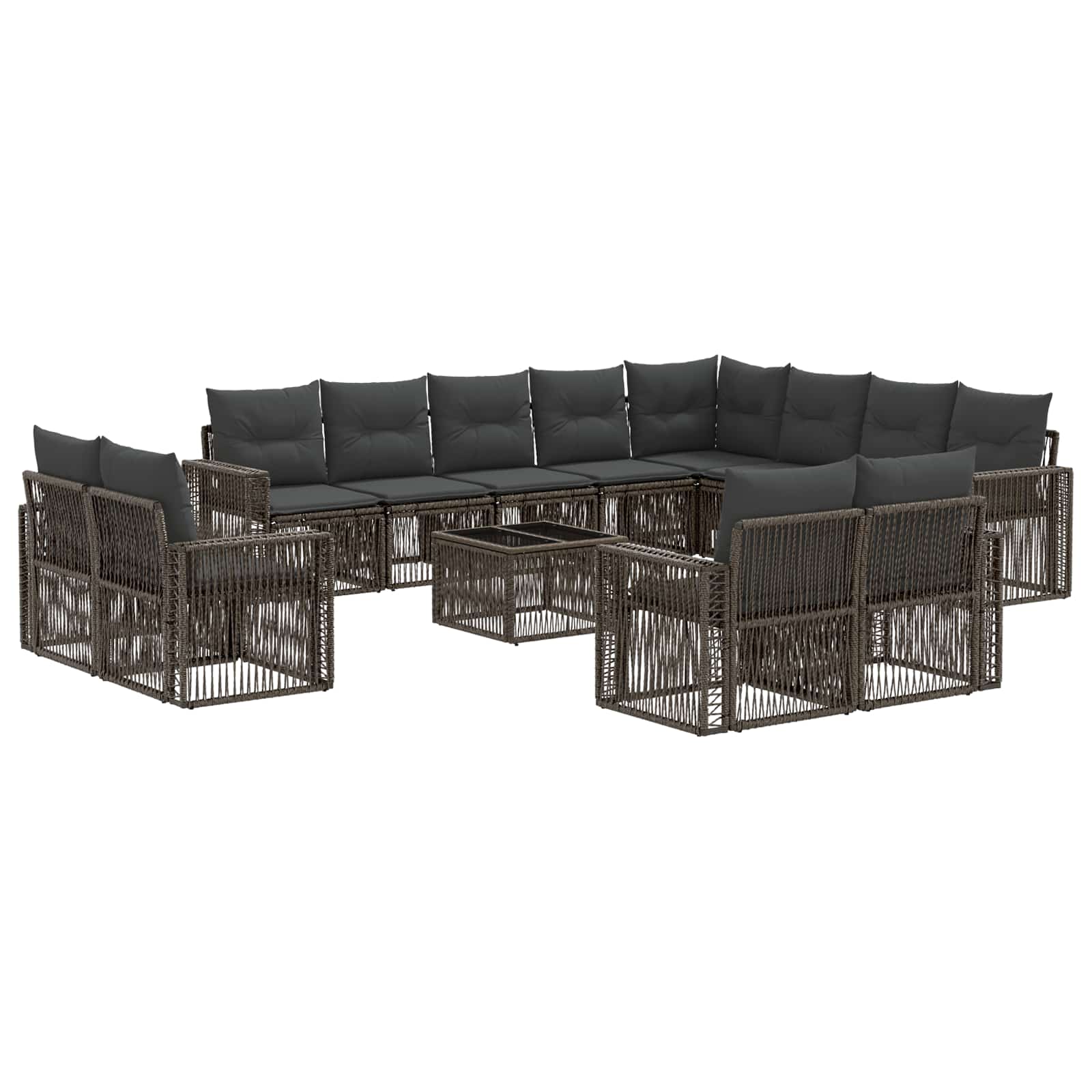 Tuinbankenset 13 pcs Grijs en Donkergrijs poly rattan – afbeelding 2