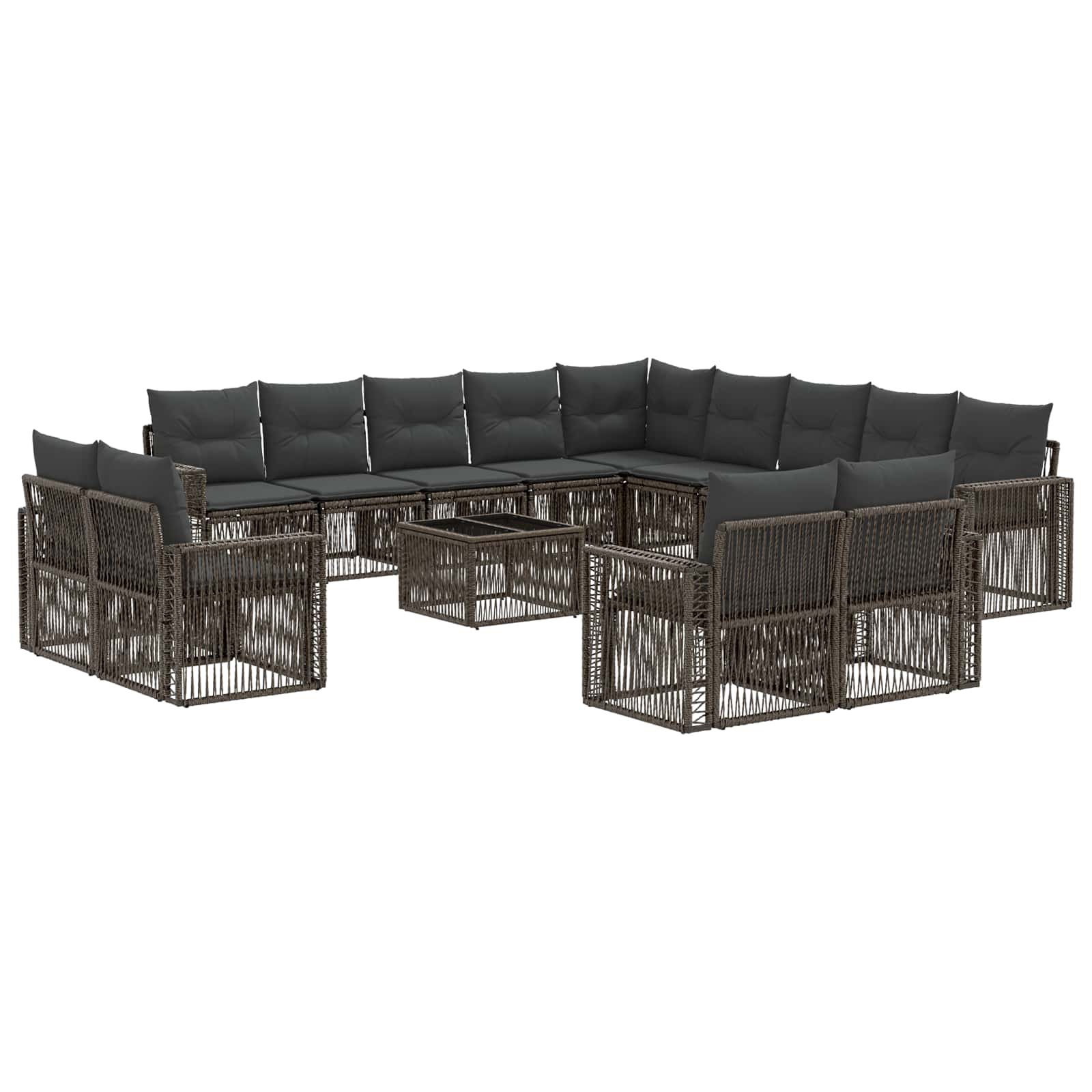 Tuinbankenset 14 pcs Grijs en Donkergrijs poly rattan – afbeelding 2