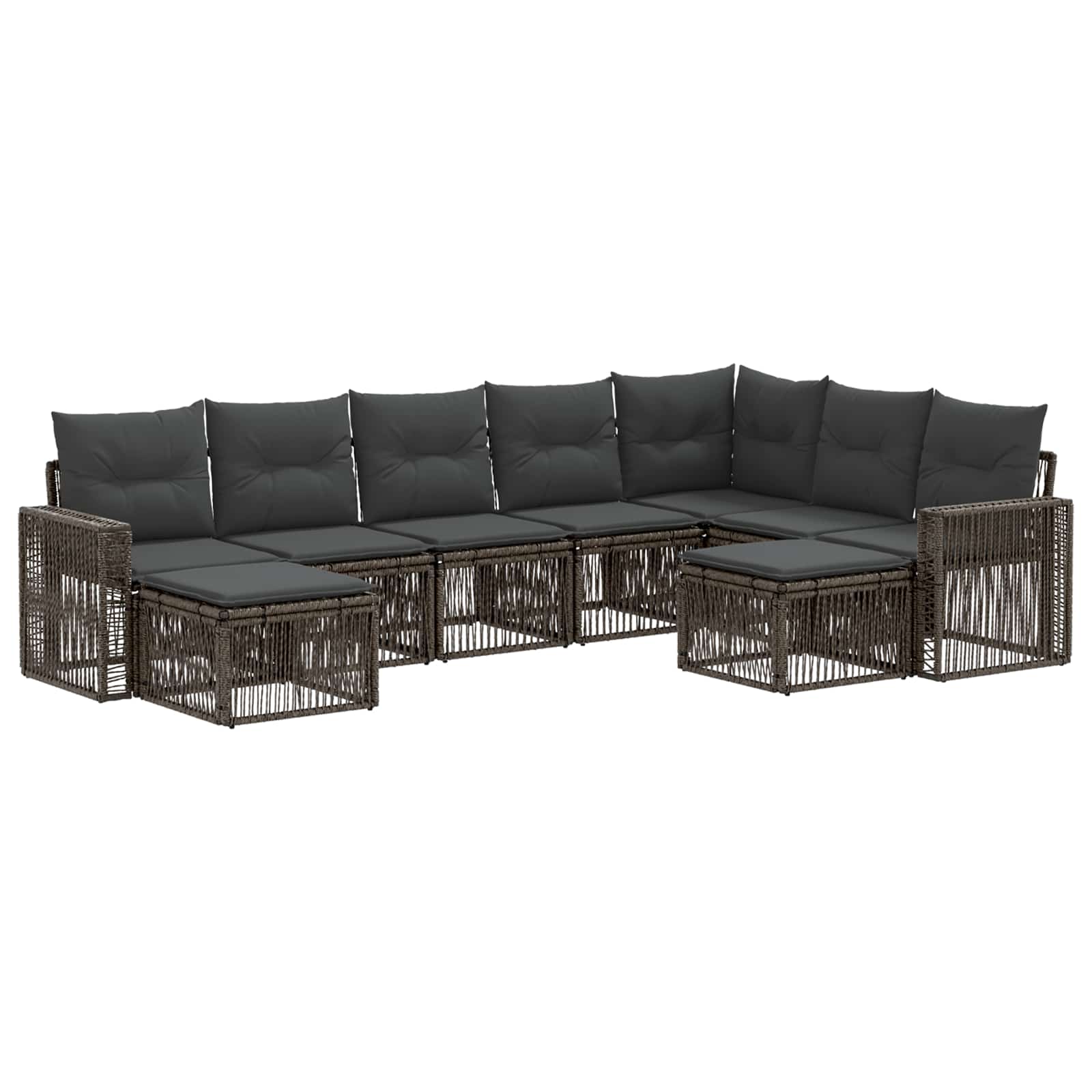 Tuinbankenset 9 pcs Grijs en Donkergrijs poly rattan – afbeelding 2
