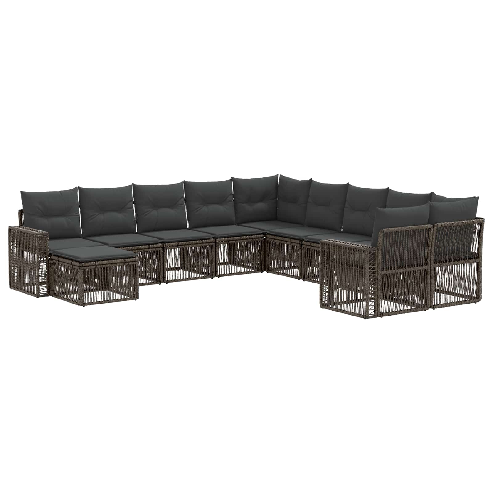 Tuinbankenset 11 pcs Grijs en Donkergrijs poly rattan – afbeelding 2