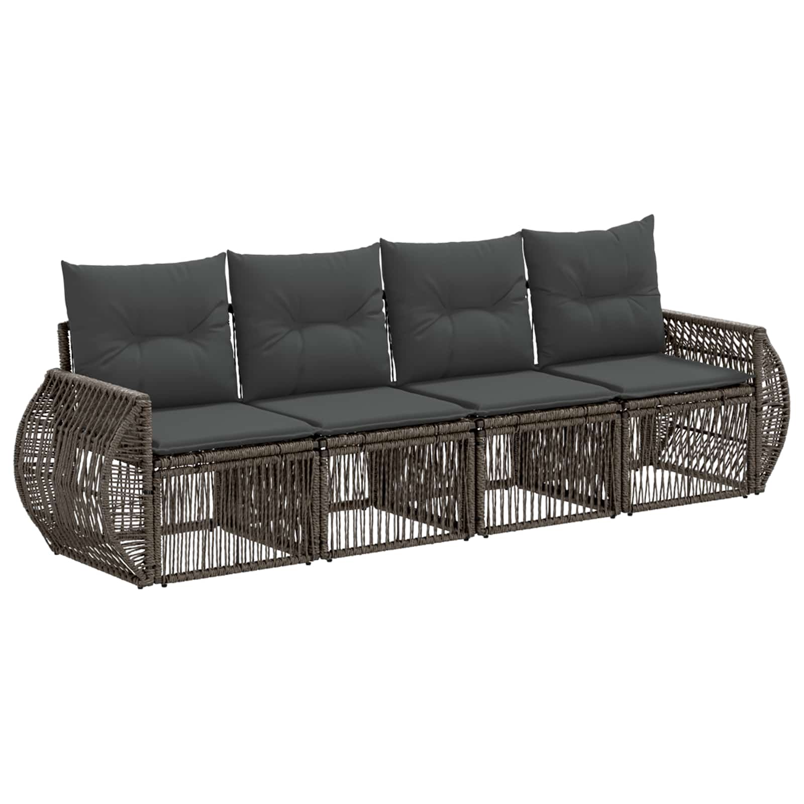 Tuinbankenset 4 pcs Grijs en Donkergrijs poly rattan – afbeelding 2
