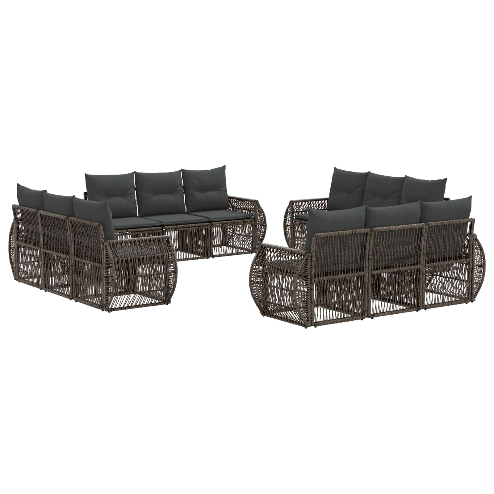 Tuinbankenset 12 pcs Grijs en Donkergrijs poly rattan – afbeelding 2