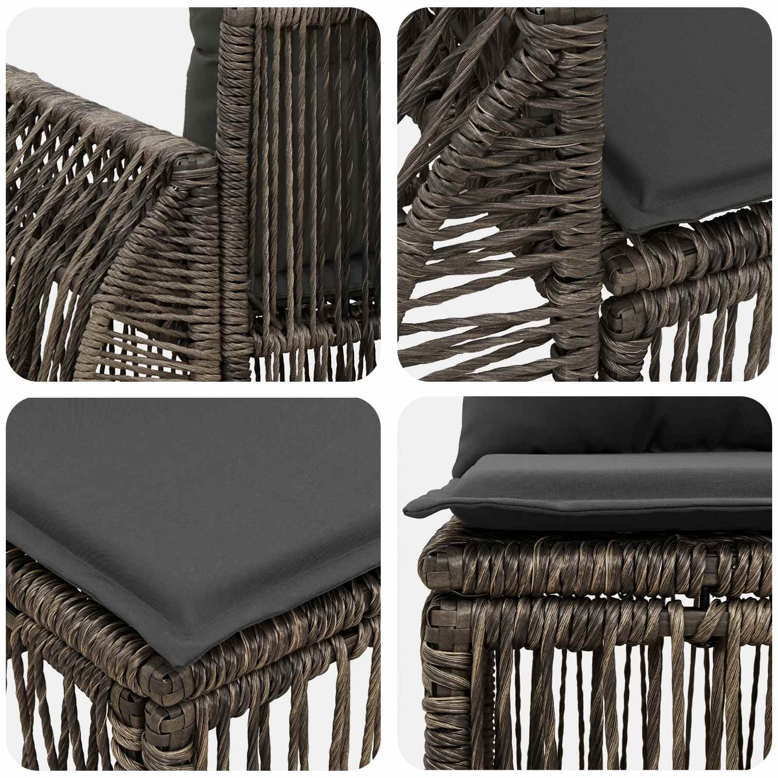 Tuinbankenset 12 pcs Grijs en Donkergrijs poly rattan – afbeelding 5