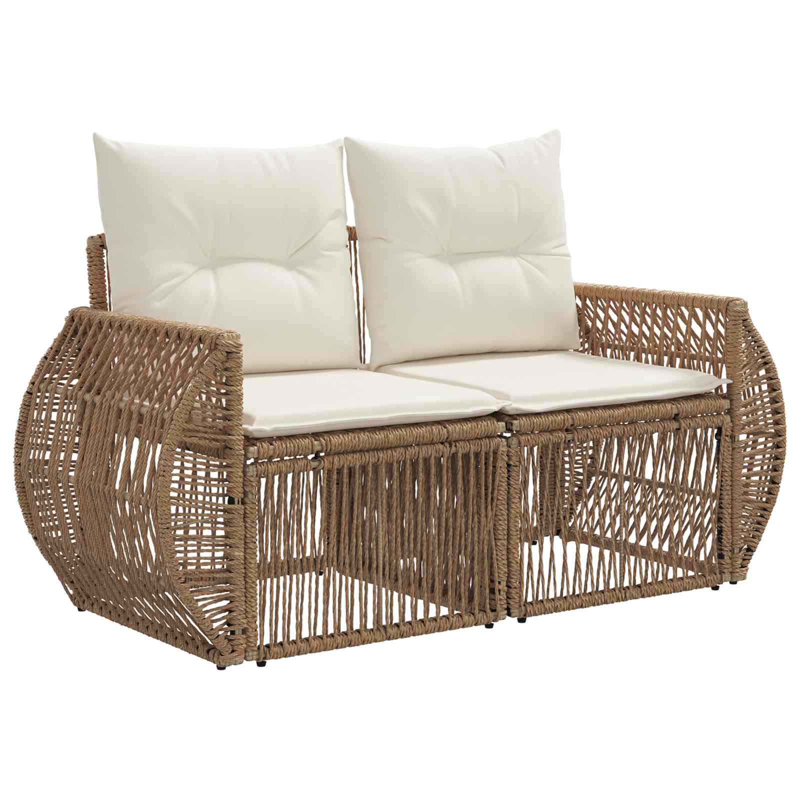 Tuinbankenset 13 pcs Beige en Crème Wit poly rattan – afbeelding 3