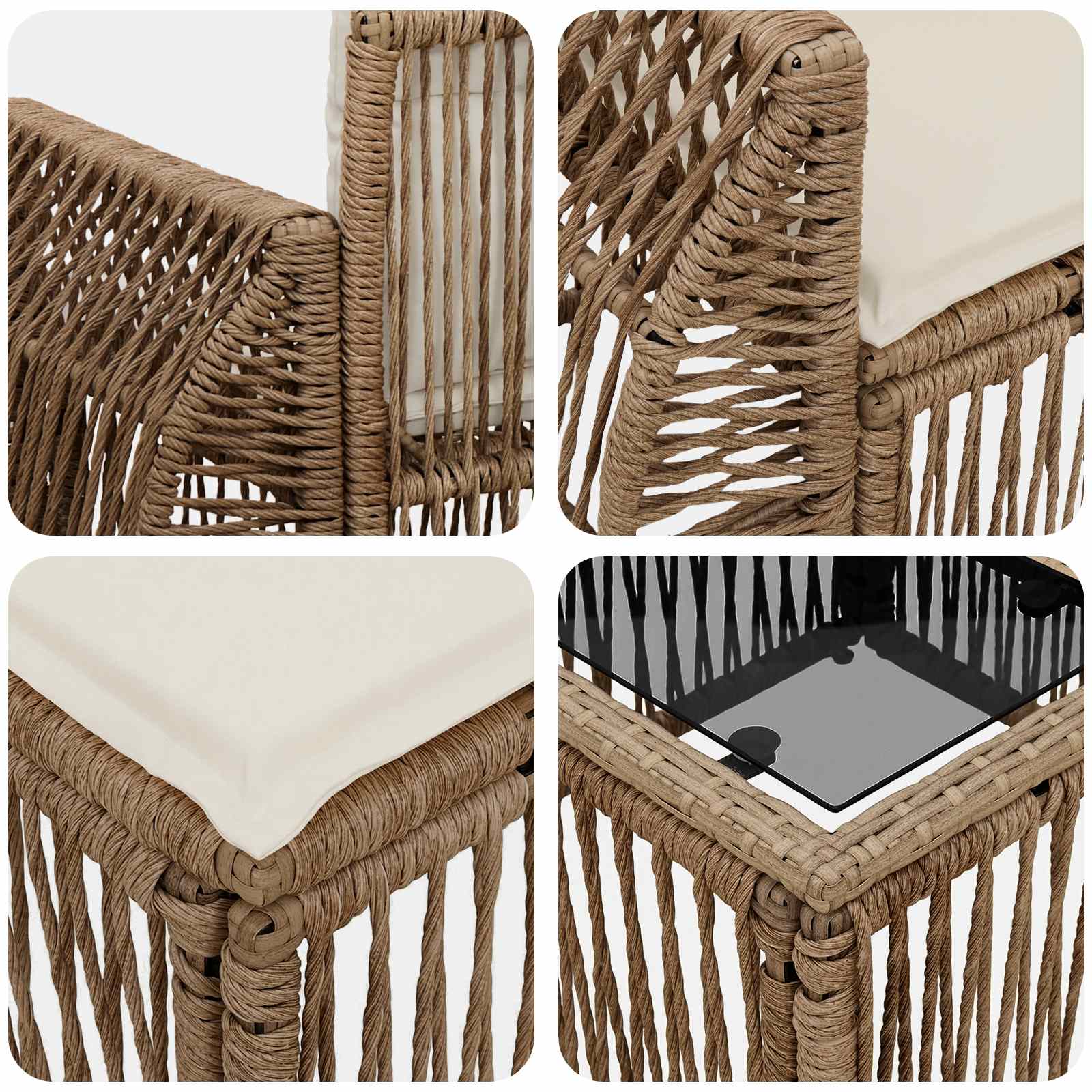 Tuinbankenset 13 pcs Beige en Crème Wit poly rattan – afbeelding 7
