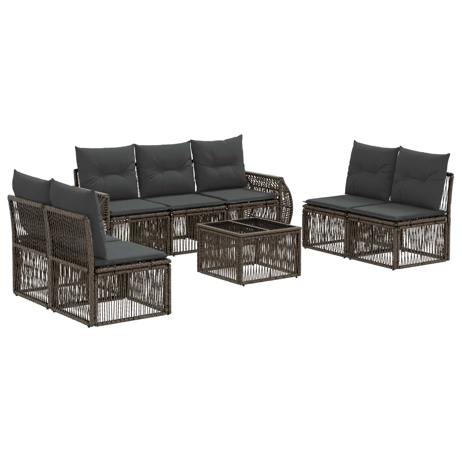 Tuinbankenset 8 pcs Grijs en Donkergrijs poly rattan – afbeelding 2
