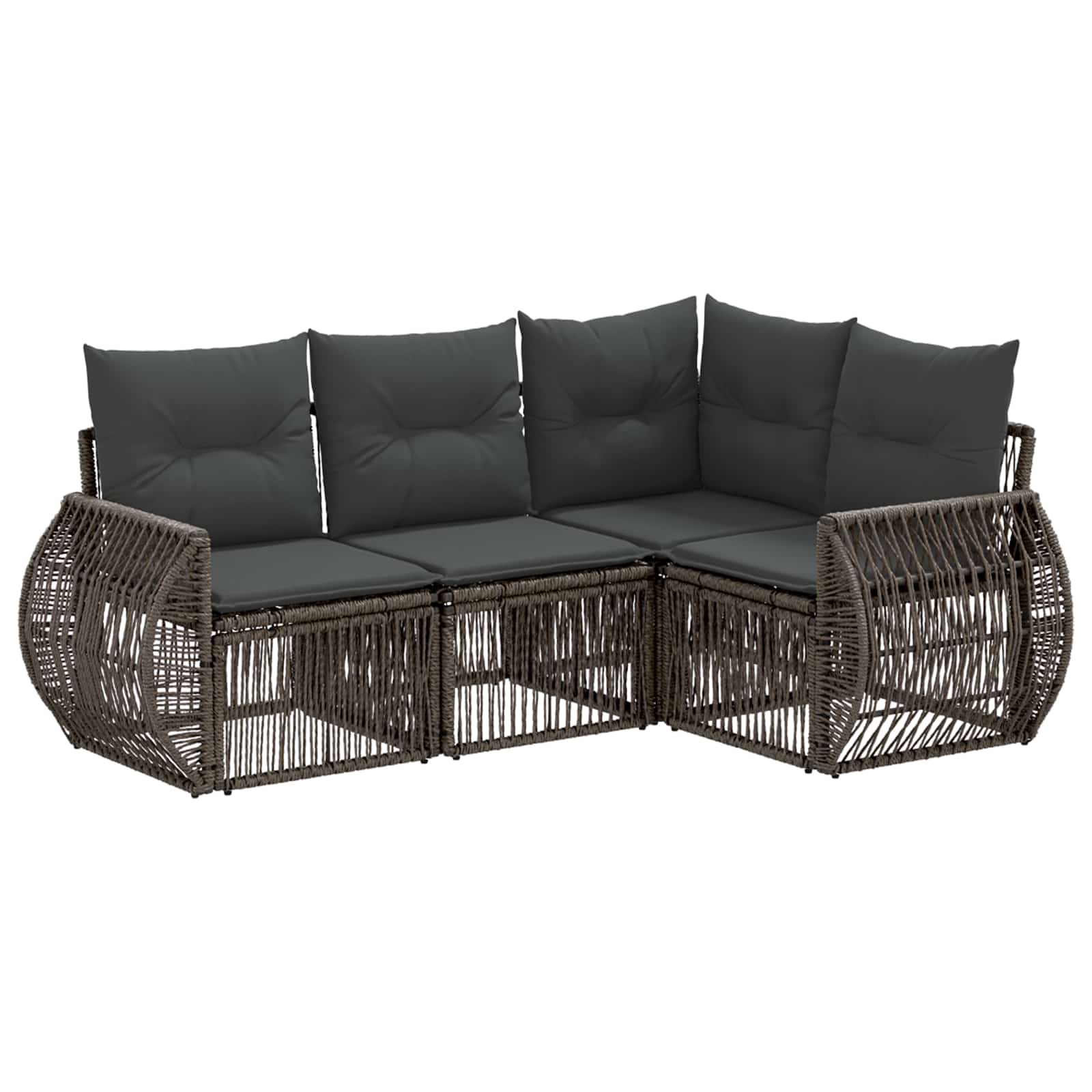Tuinbankenset 4 pcs Grijs en Donkergrijs poly rattan – afbeelding 2