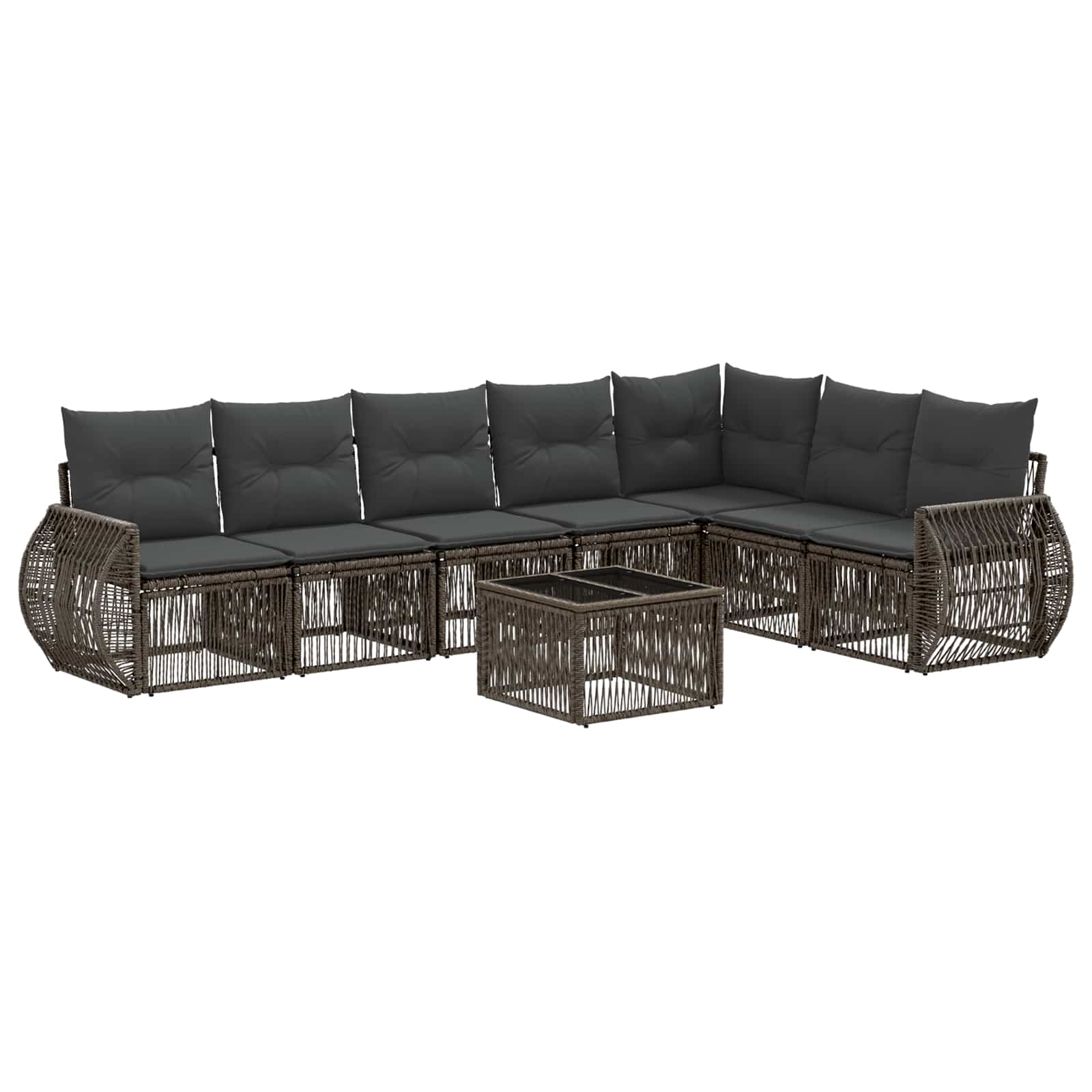 Tuinbankenset 8 pcs Grijs en Donkergrijs poly rattan – afbeelding 2