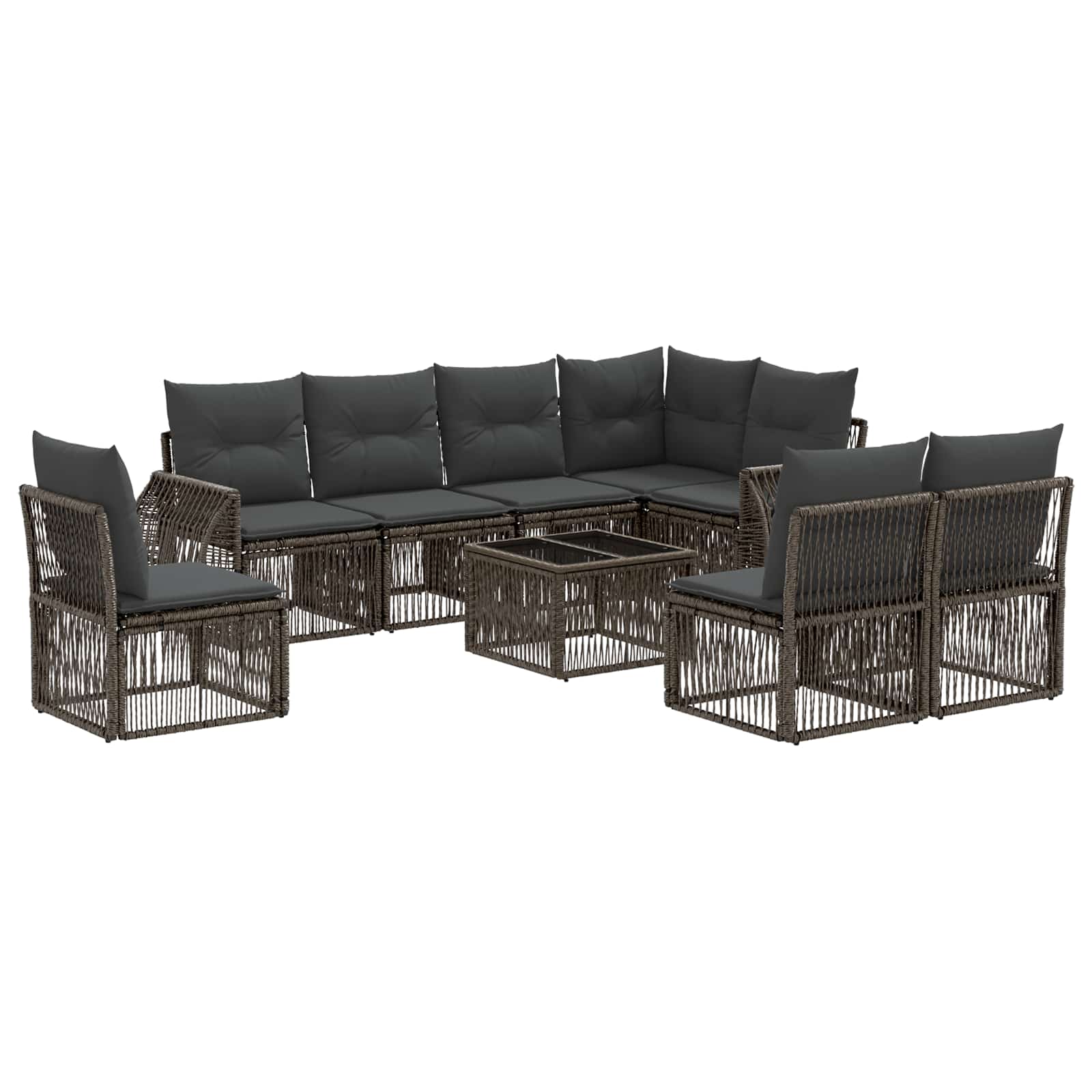 Tuinbankenset 9 pcs Grijs en Donkergrijs poly rattan – afbeelding 2