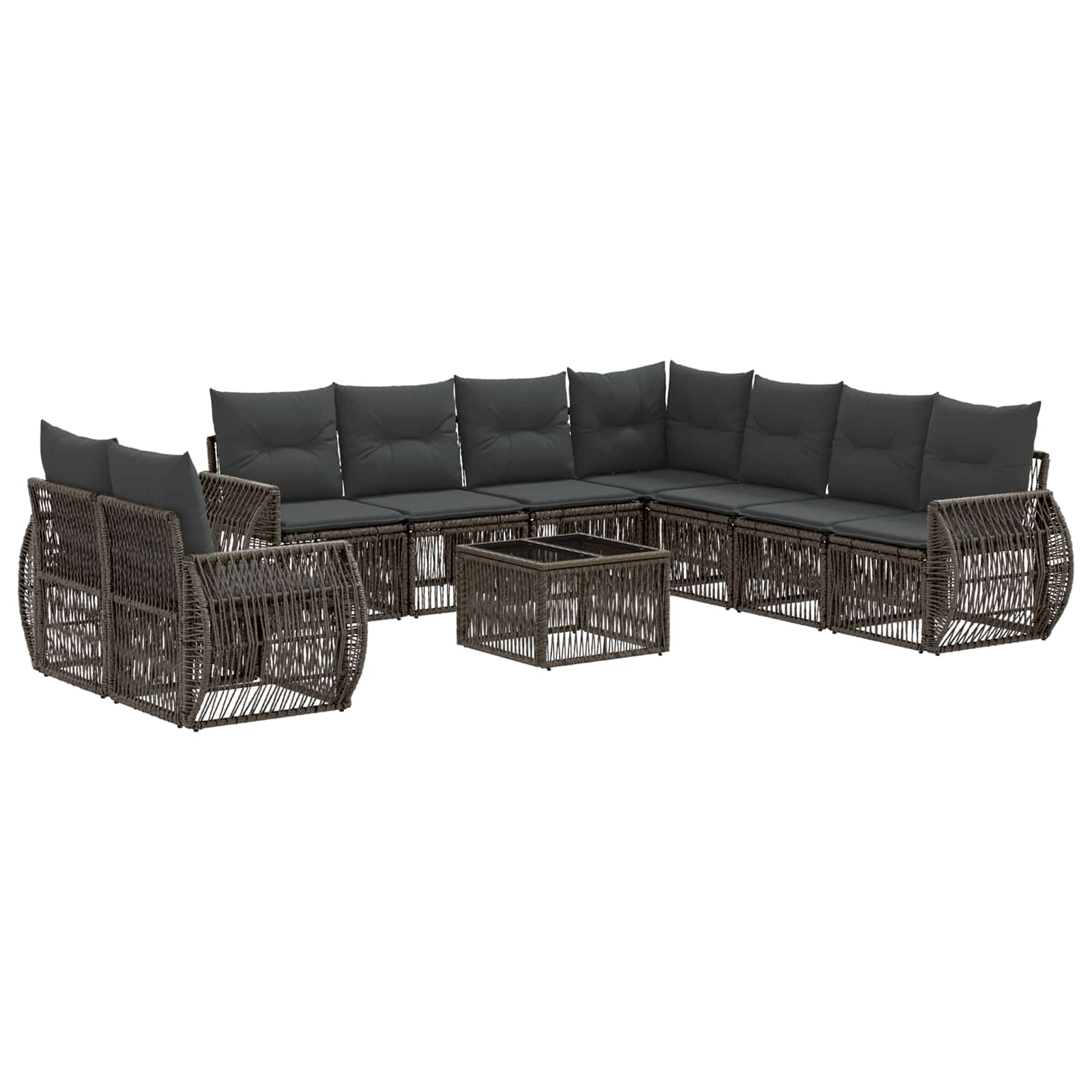 Tuinbankenset 10 pcs Grijs en Donkergrijs poly rattan – afbeelding 2