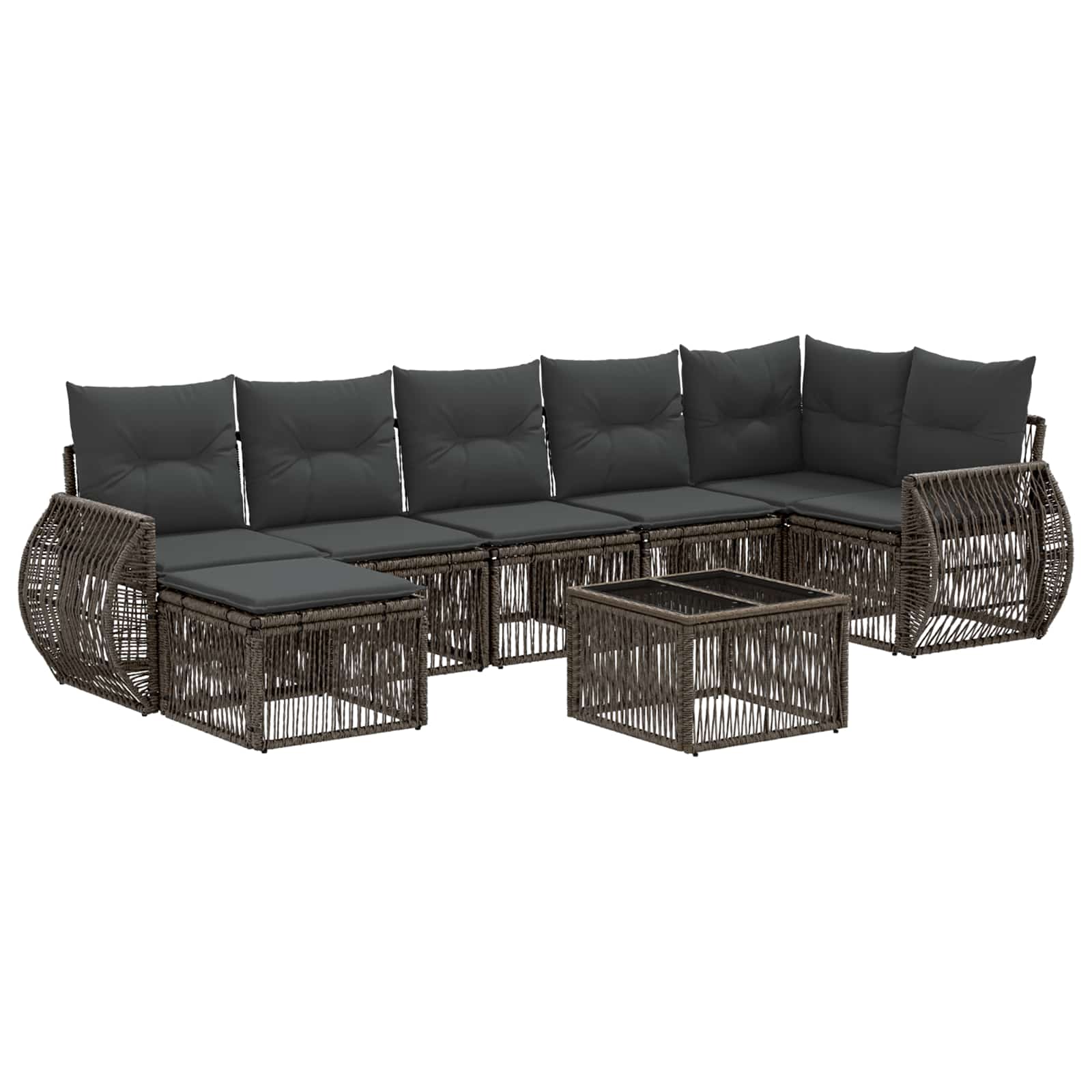 Tuinbankenset 8 pcs Grijs en Donkergrijs poly rattan – afbeelding 2