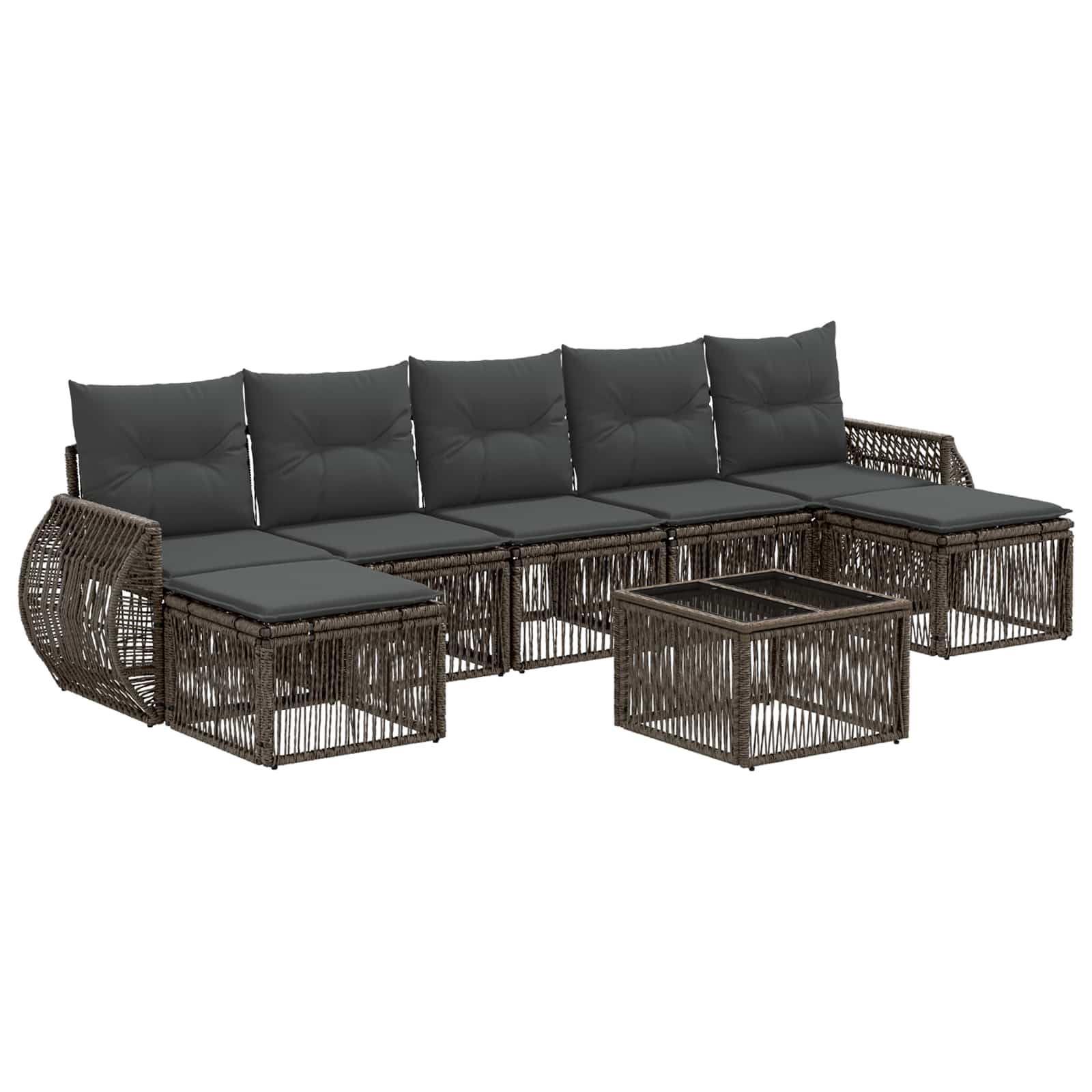 Tuinbankenset 8 pcs Grijs en Donkergrijs poly rattan – afbeelding 2