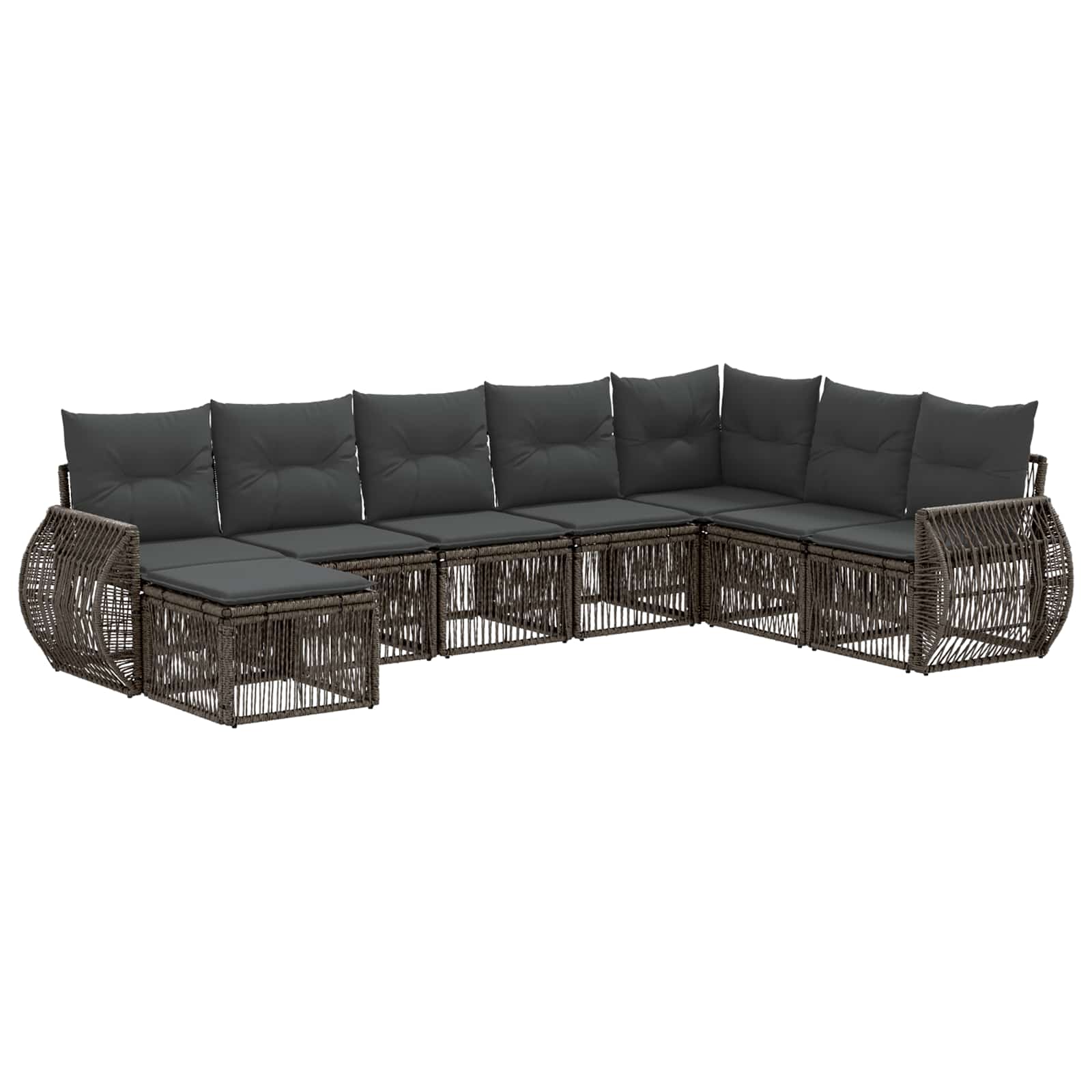 Tuinbankenset 8 pcs Grijs en Donkergrijs poly rattan – afbeelding 2