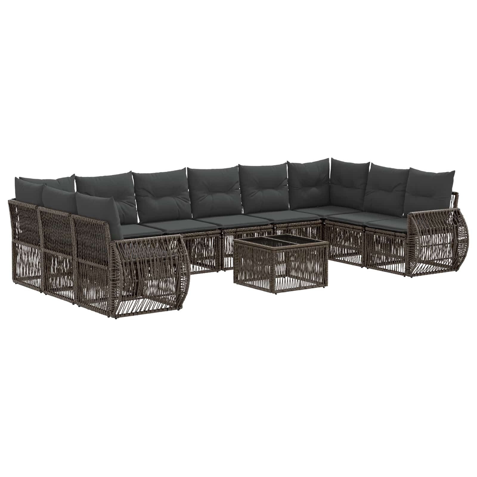Tuinbankenset 11 pcs Grijs en Donkergrijs poly rattan – afbeelding 2