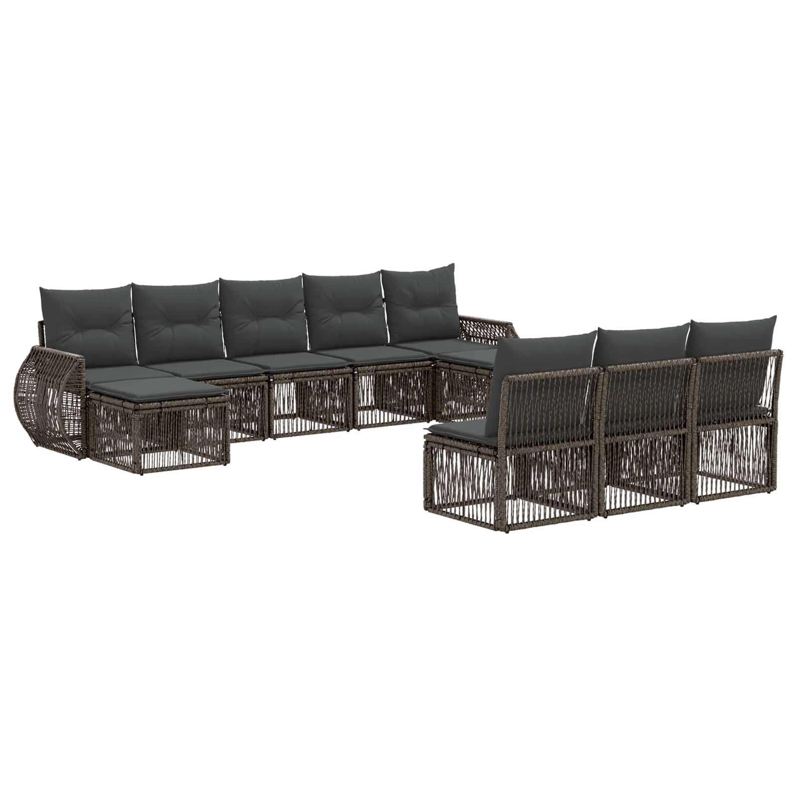 Tuinbankenset 10 pcs Grijs en Donkergrijs poly rattan – afbeelding 2