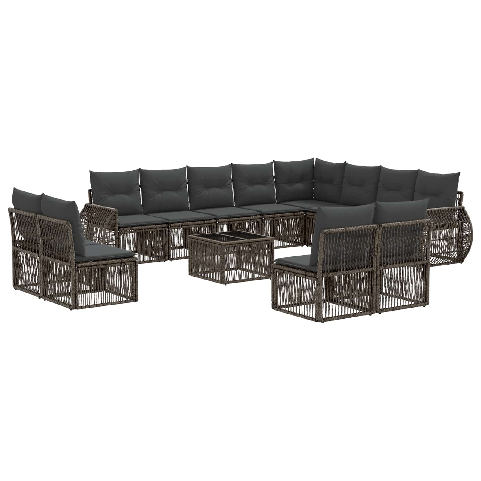 Tuinbankenset 13 pcs Grijs en Donkergrijs poly rattan – afbeelding 2