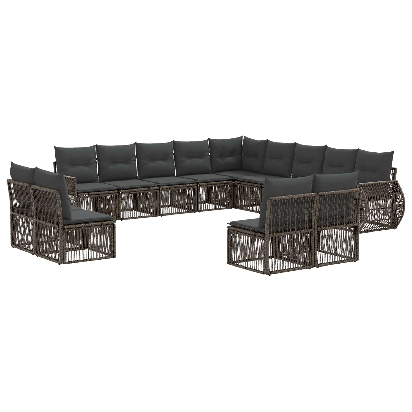 Tuinbankenset 13 pcs Grijs en Donkergrijs poly rattan – afbeelding 2