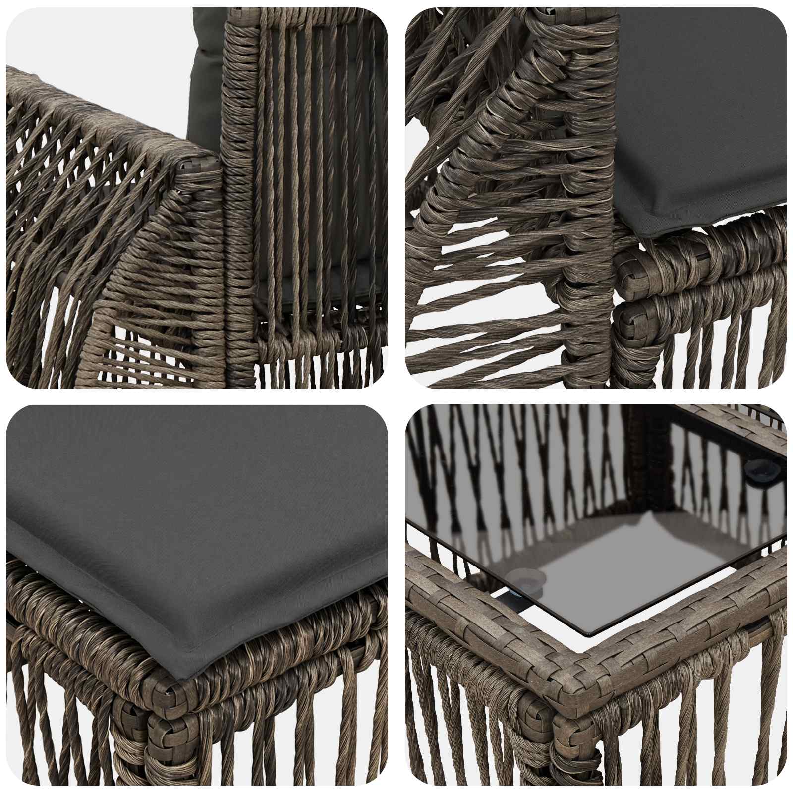 Tuinbankenset 13 pcs Grijs en Donkergrijs poly rattan – afbeelding 9