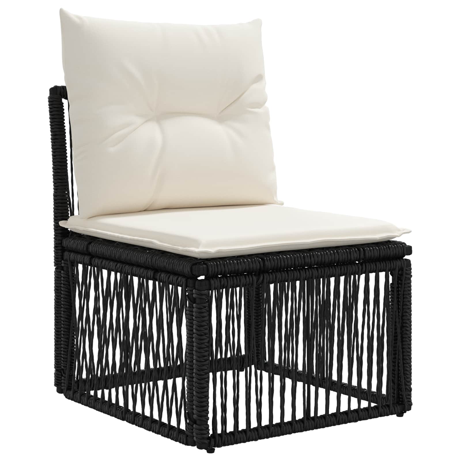 Tuinbankenset 14 pcs Zwart en Cream Wit poly rattan – afbeelding 3