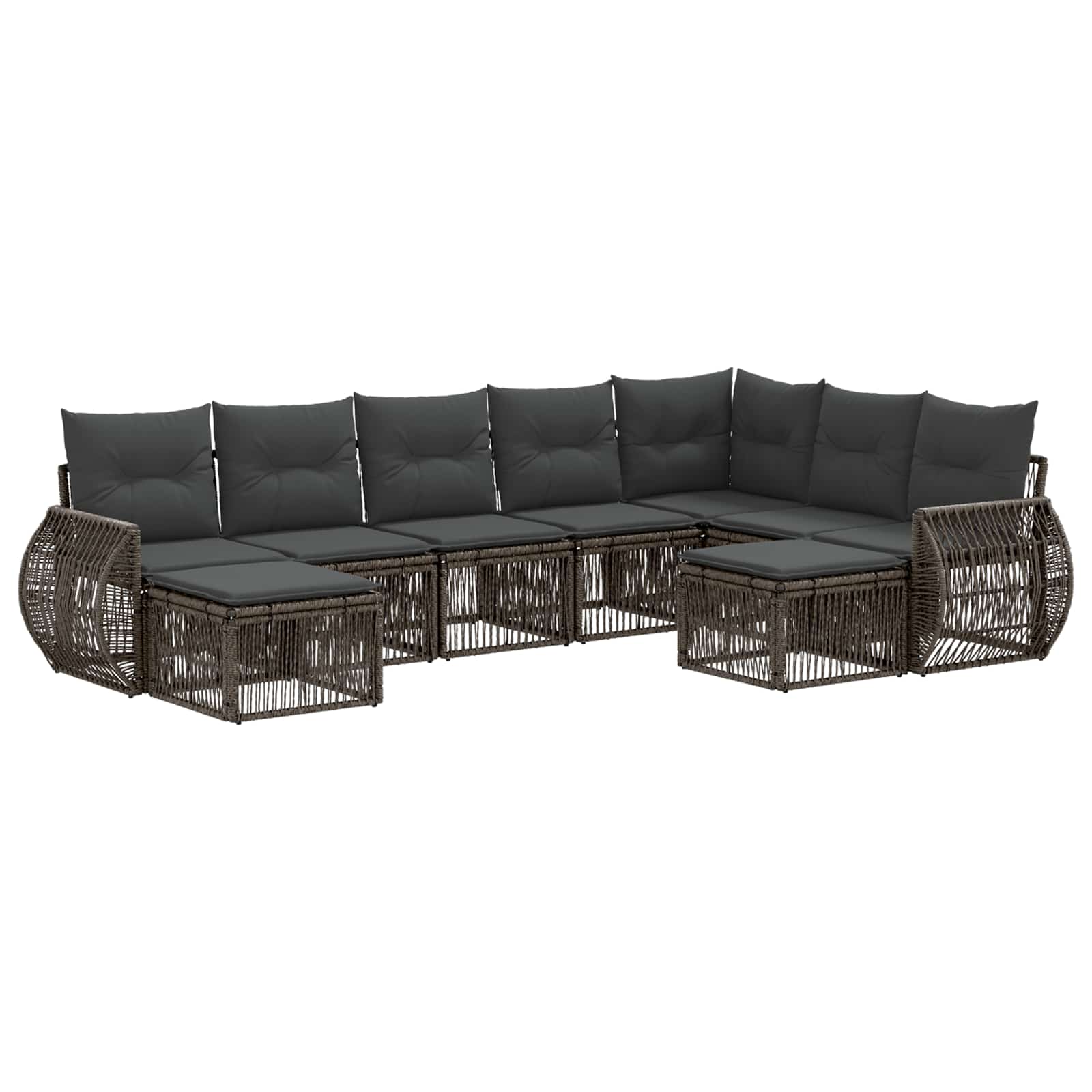 Tuinbankenset 9 pcs Grijs poly rattan – afbeelding 2