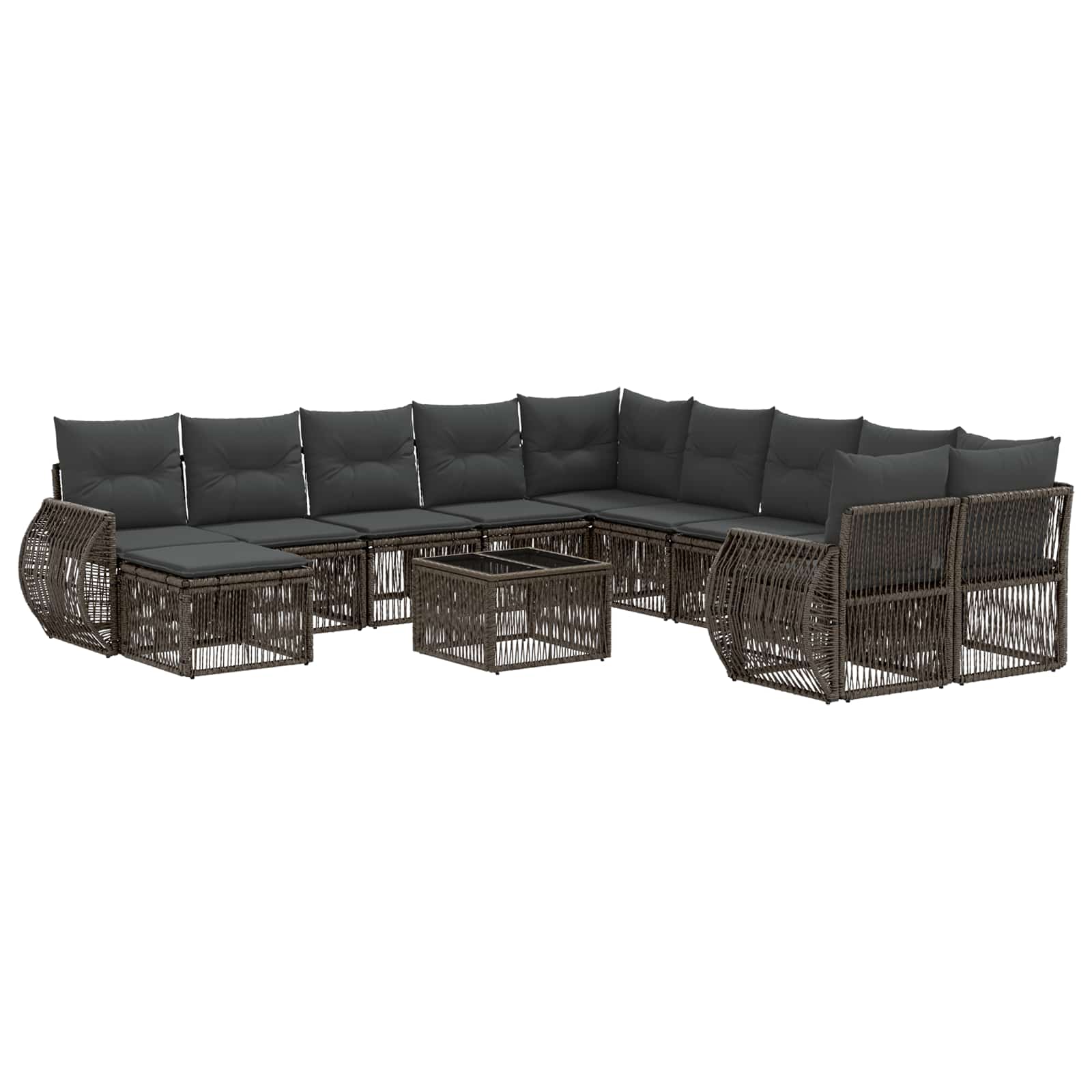 Tuinbankenset 12 pcs Grijs poly rattan – afbeelding 2