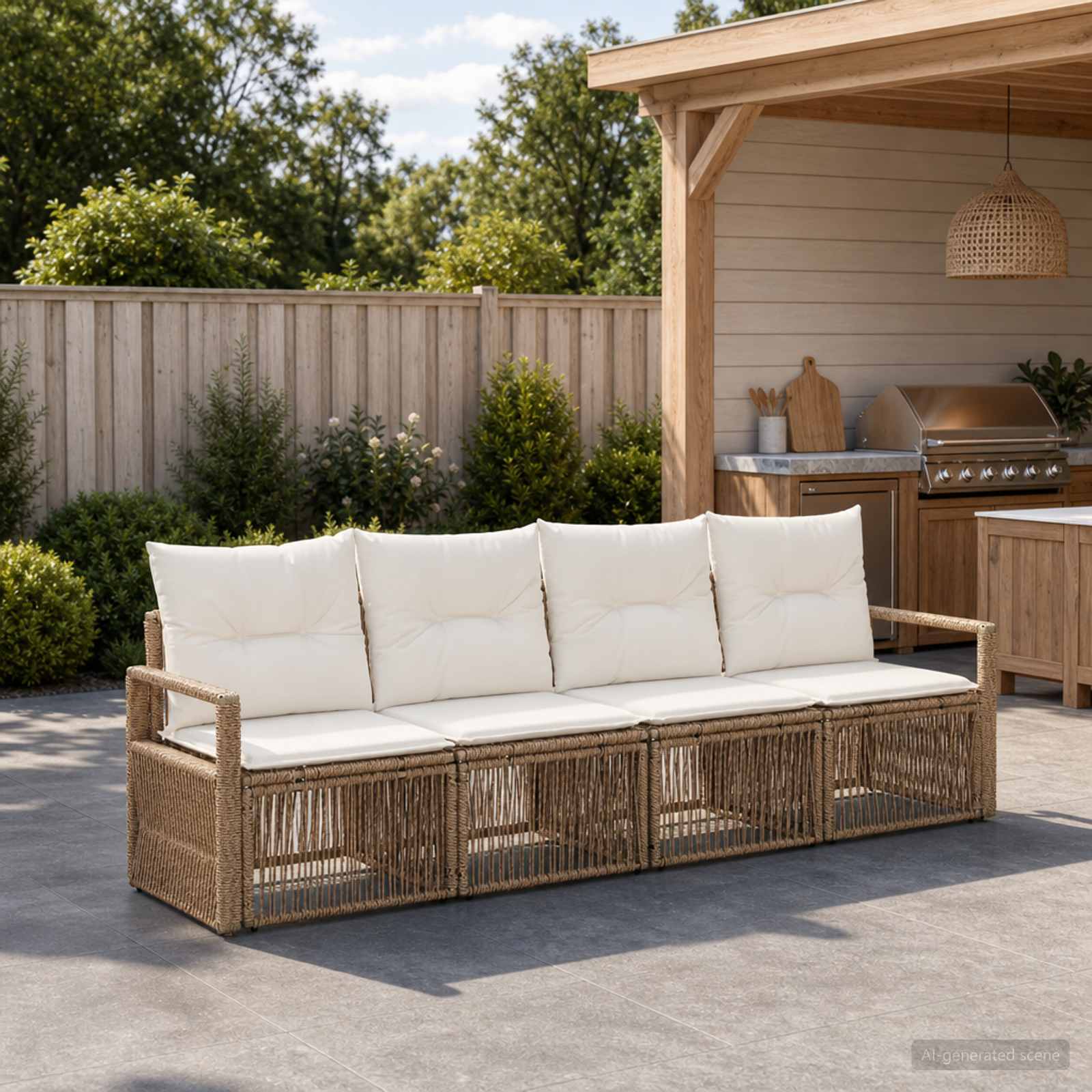 Tuinbankenset 4 pcs Beige poly rattan – afbeelding 1