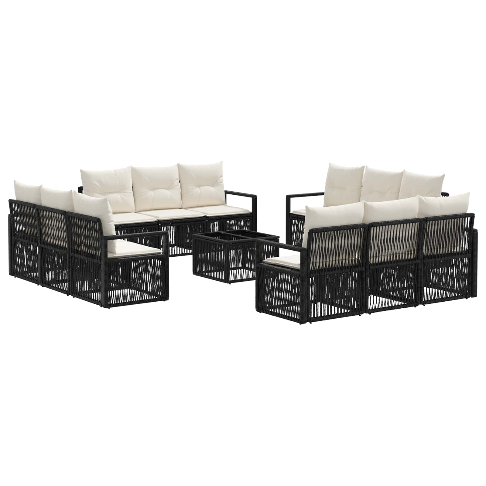 Tuinbankenset 13 pcs Zwart poly rattan – afbeelding 2