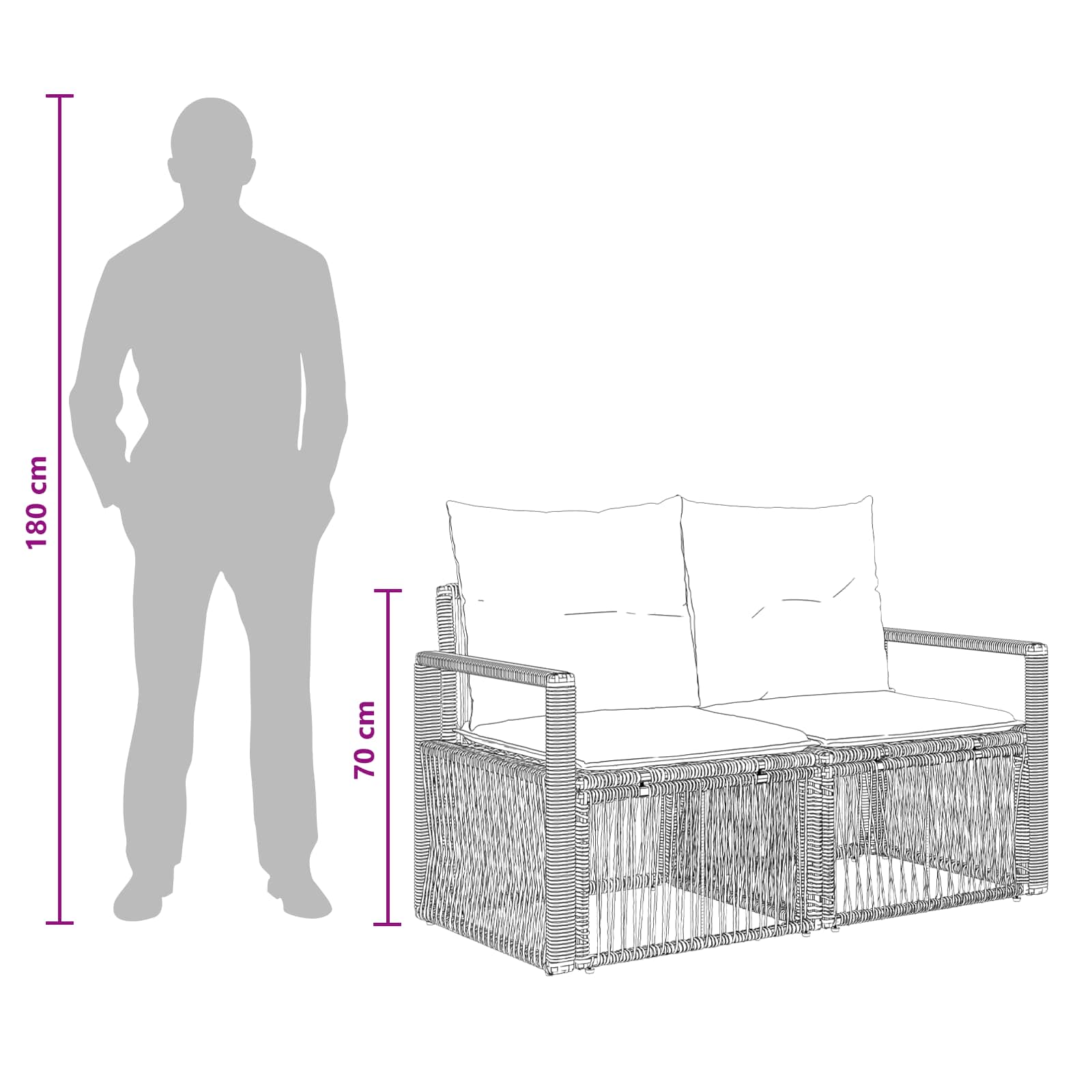 Tuinbankenset 5 pcs Beige poly rattan – afbeelding 8