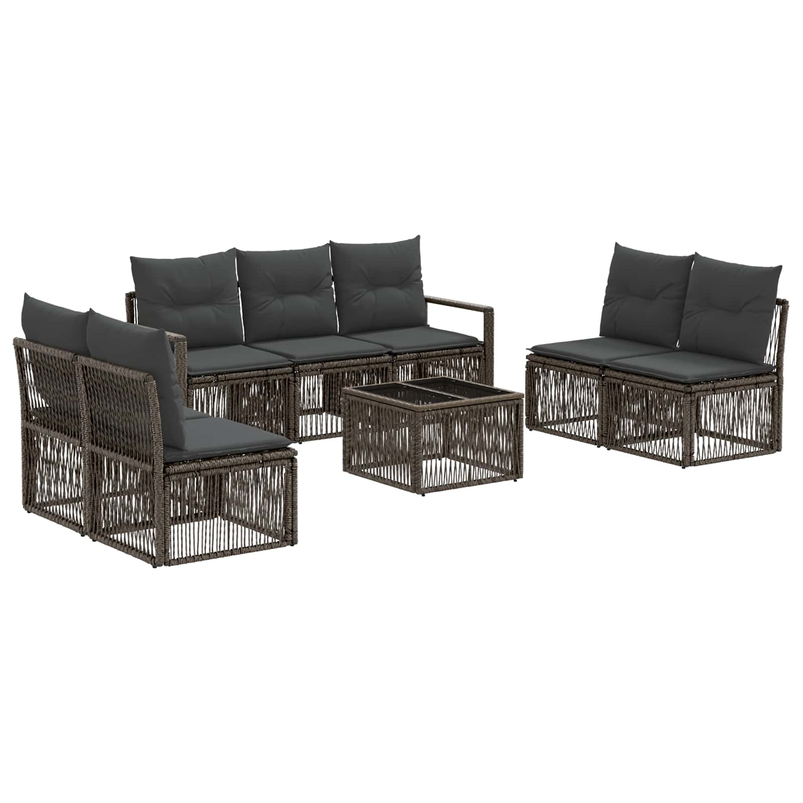 Tuinbankenset 8 pcs Grijs poly rattan – afbeelding 2