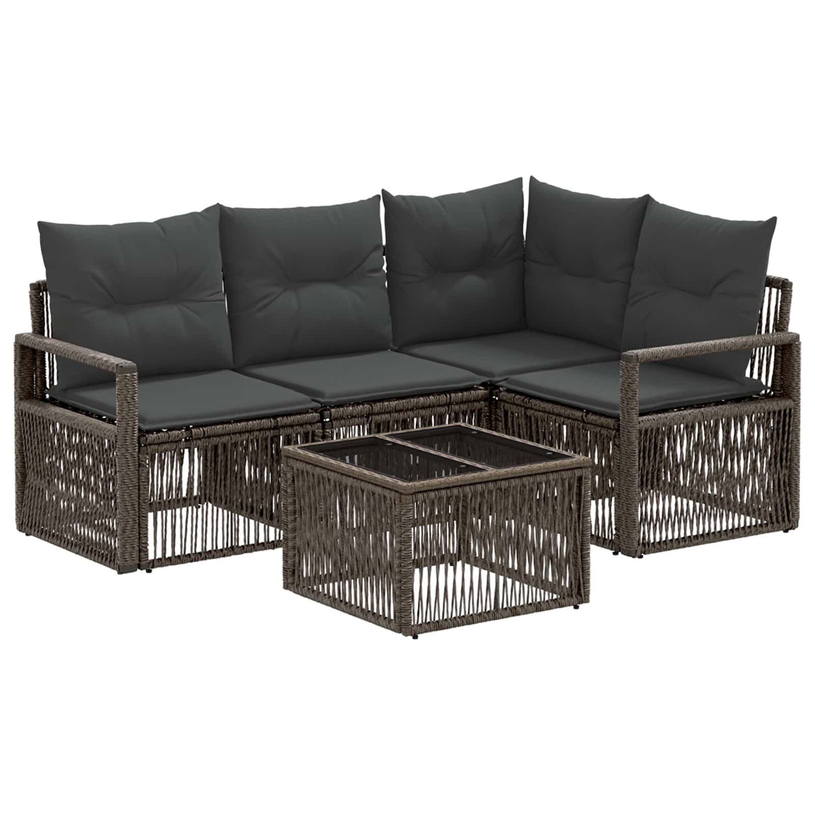 Tuinbankenset 5 pcs Grijs poly rattan – afbeelding 2