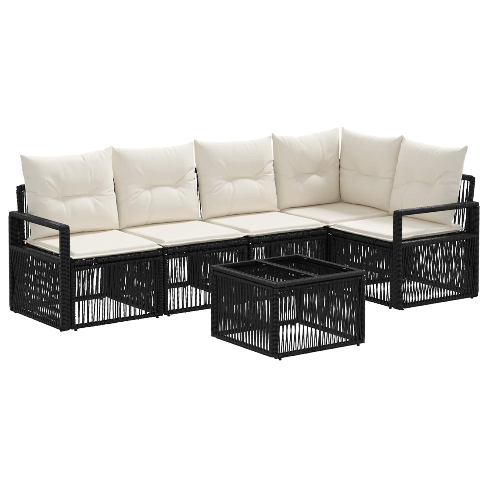 Tuinbankenset 6 pcs Zwart poly rattan – afbeelding 2