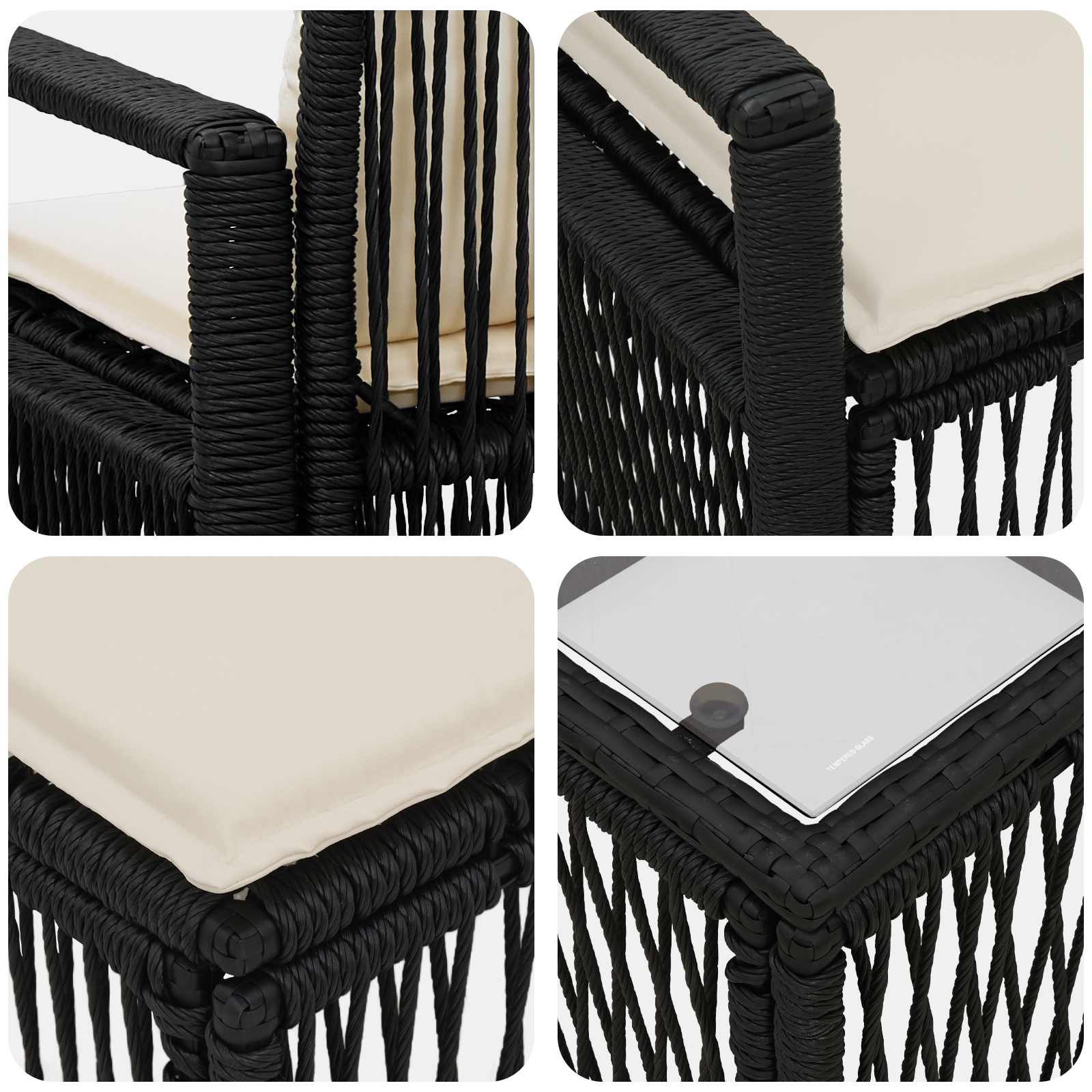 Tuinbankenset 6 pcs Zwart poly rattan – afbeelding 8