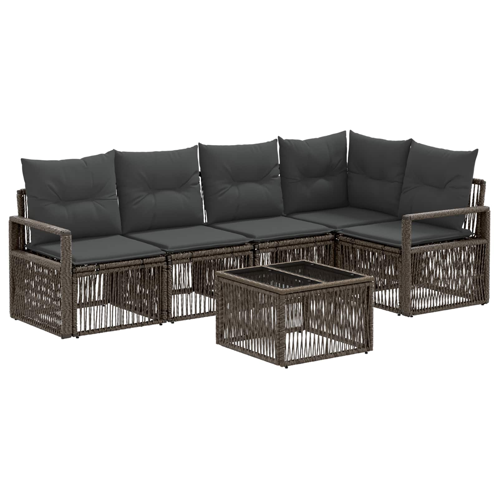 Tuinbankenset 6 pcs Grijs poly rattan – afbeelding 2