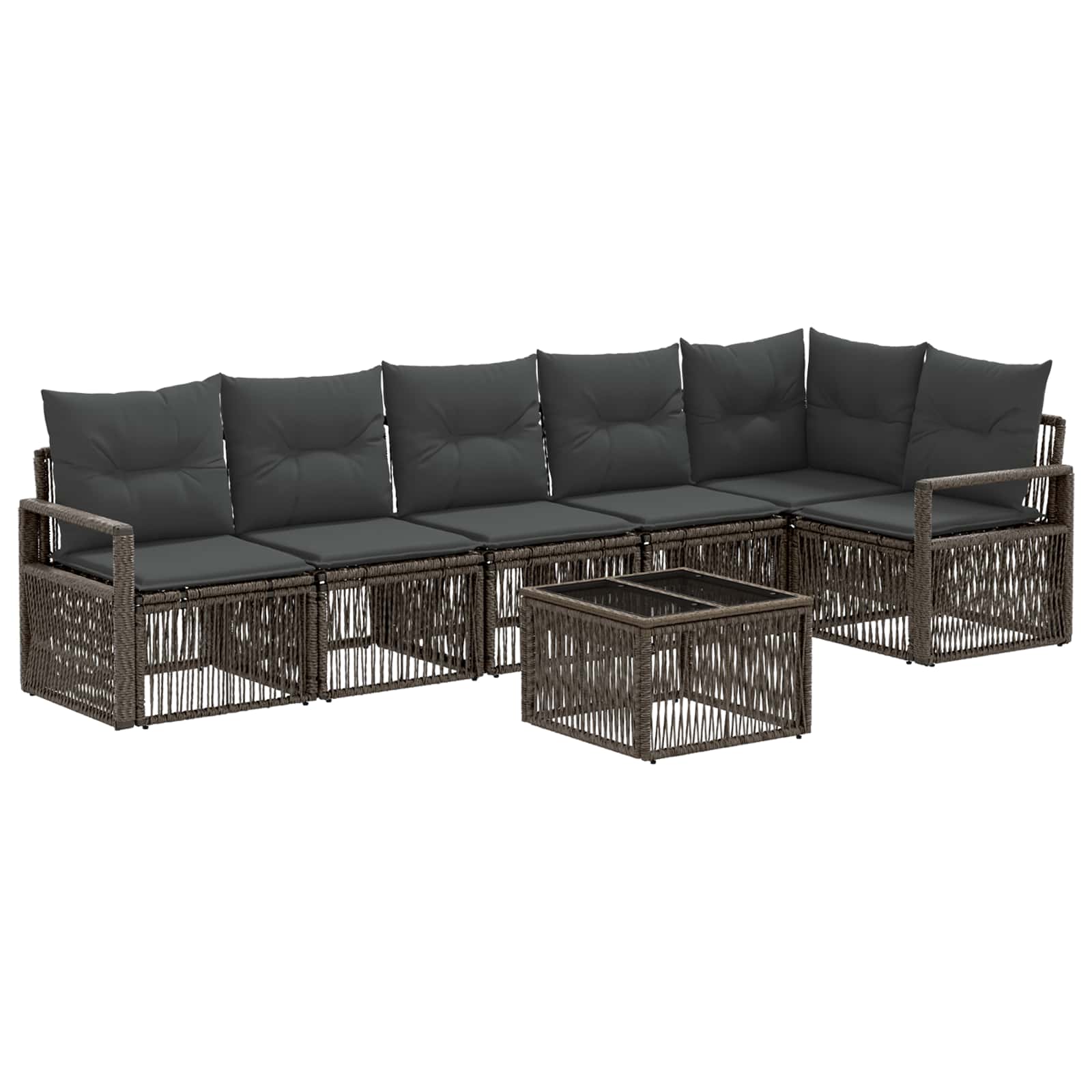 Tuinbankenset 7 pcs Grijs poly rattan – afbeelding 2