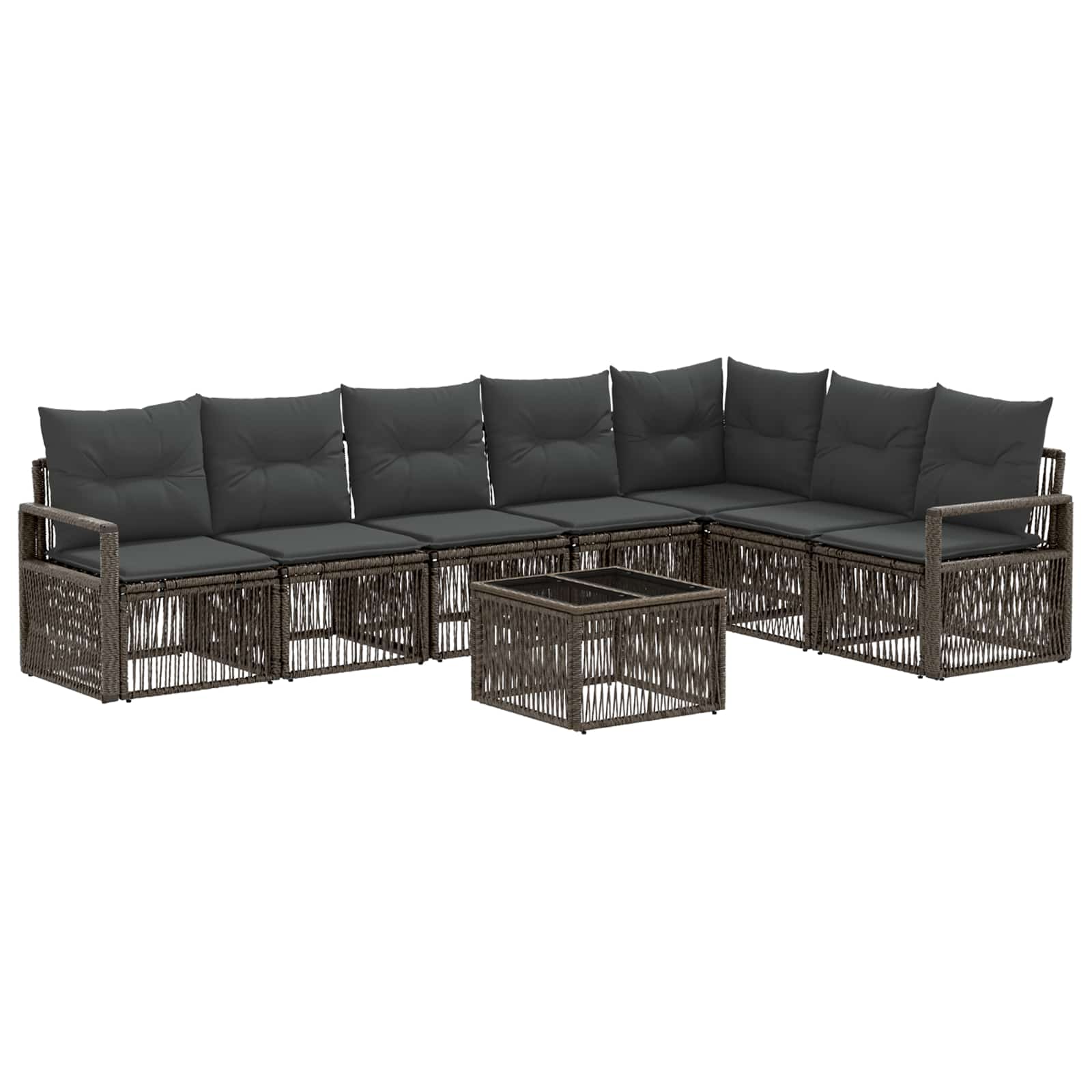 Tuinbankenset 8 pcs Grijs poly rattan – afbeelding 2