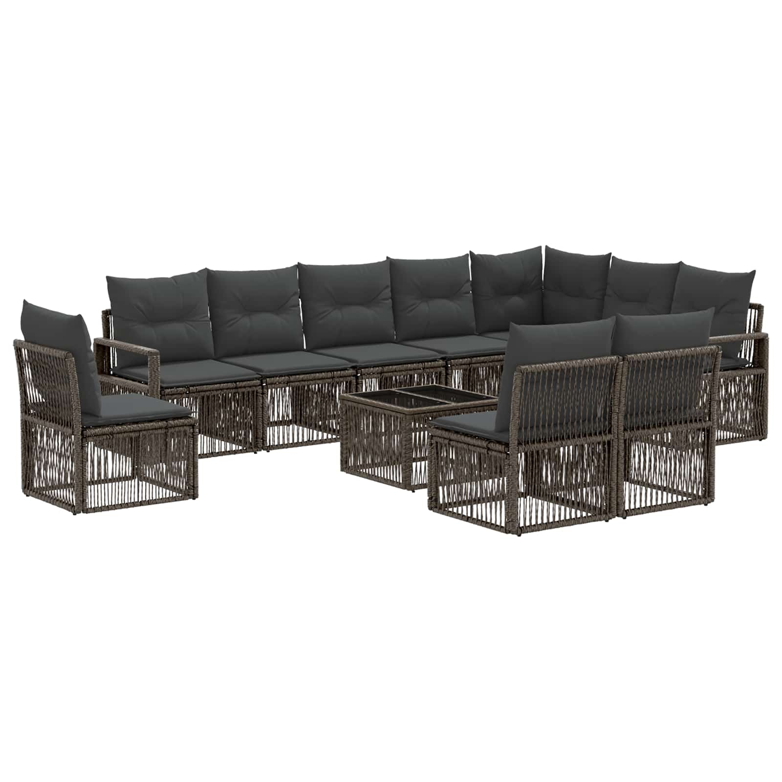 Tuinbankenset 11 pcs Grijs poly rattan – afbeelding 2