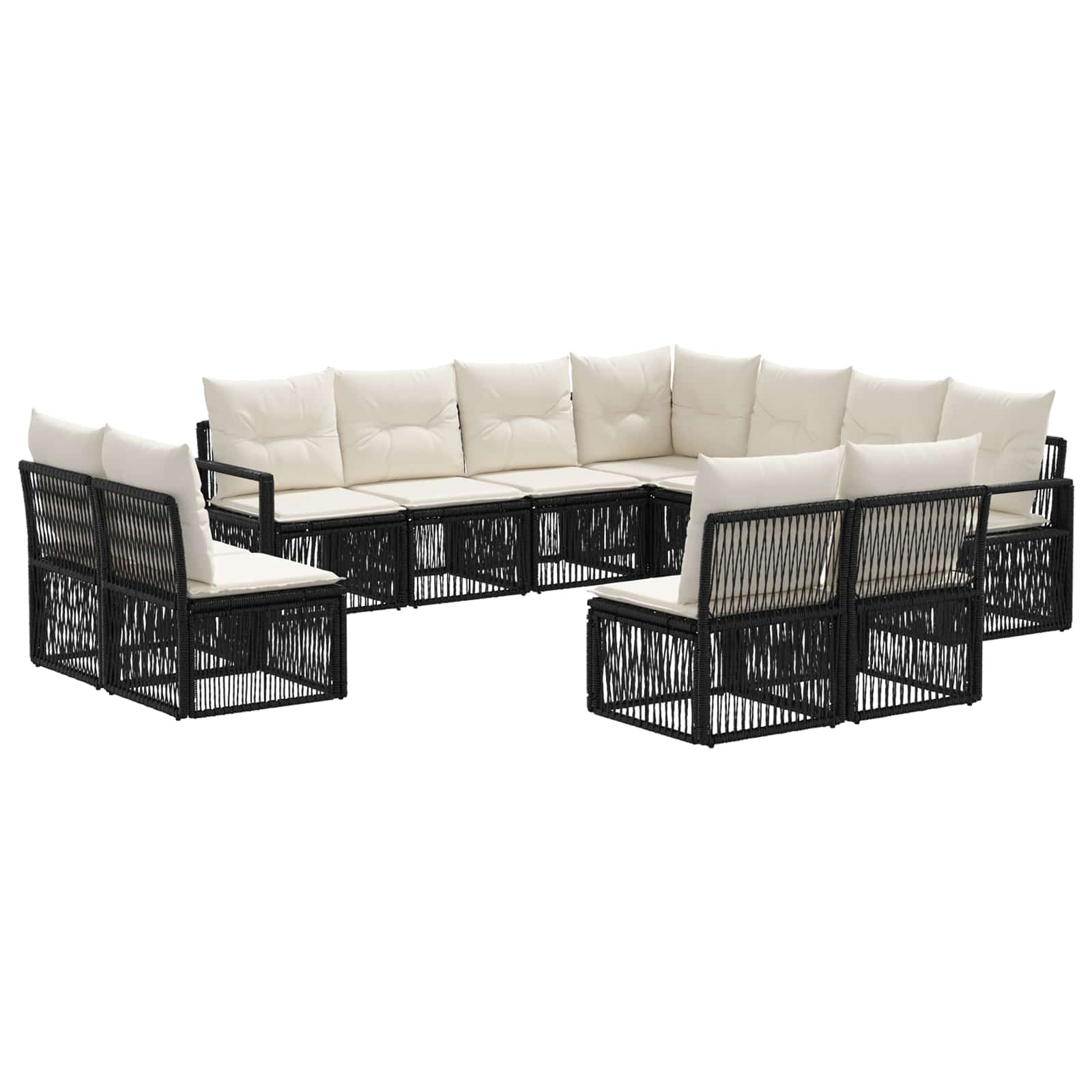 Tuinbankenset 11 pcs Zwart poly rattan – afbeelding 2