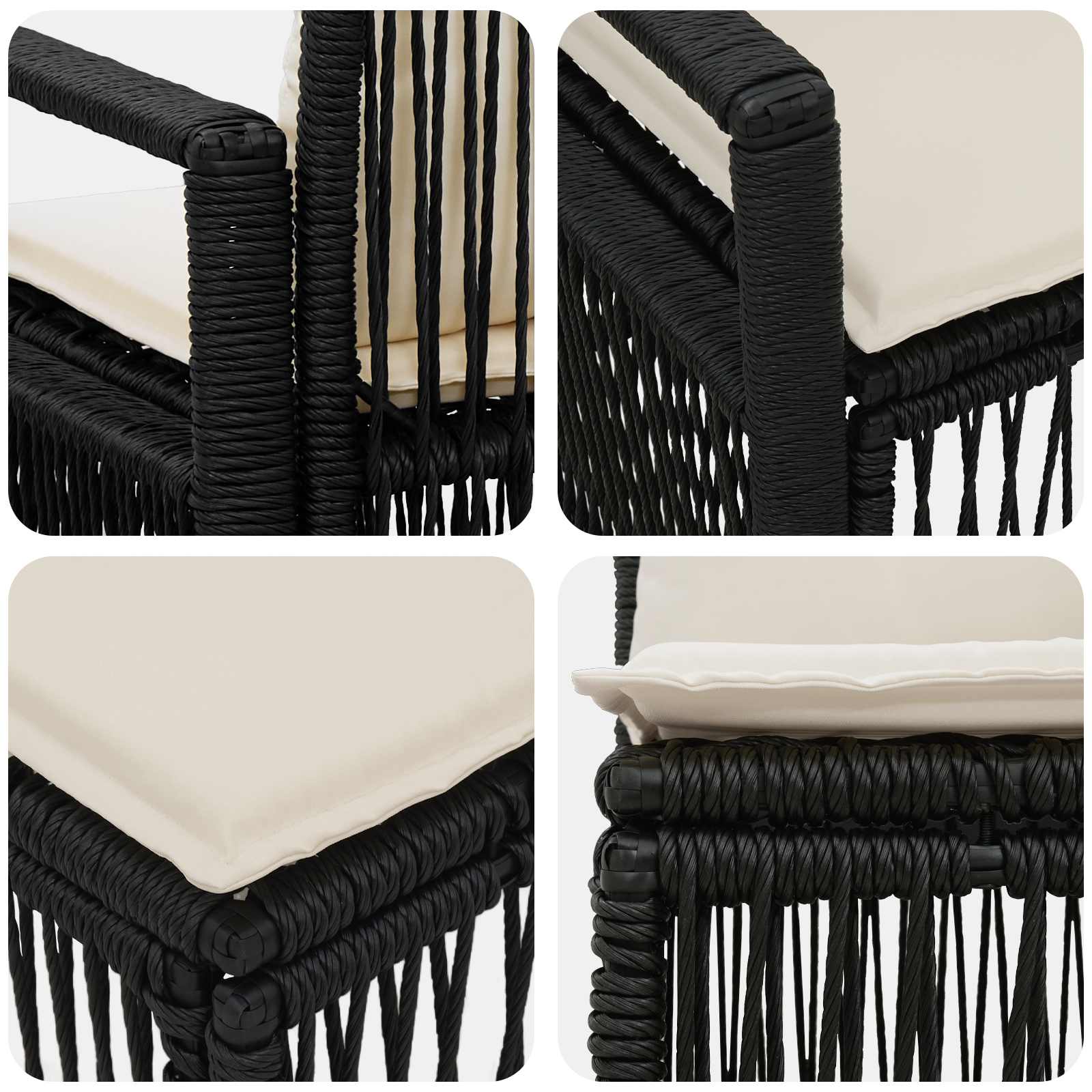 Tuinbankenset 11 pcs Zwart poly rattan – afbeelding 6
