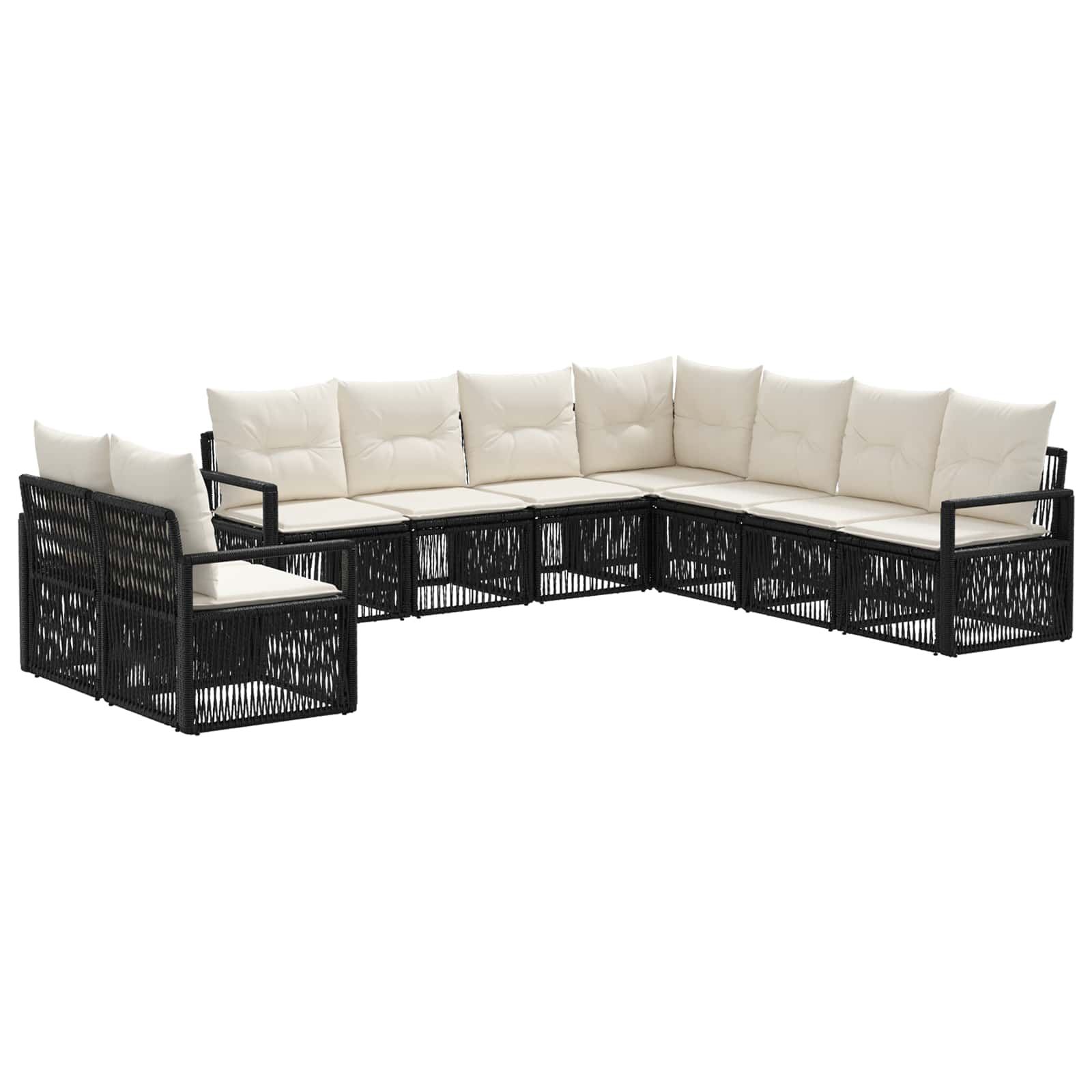 Tuinbankenset 9 pcs Zwart poly rattan – afbeelding 2